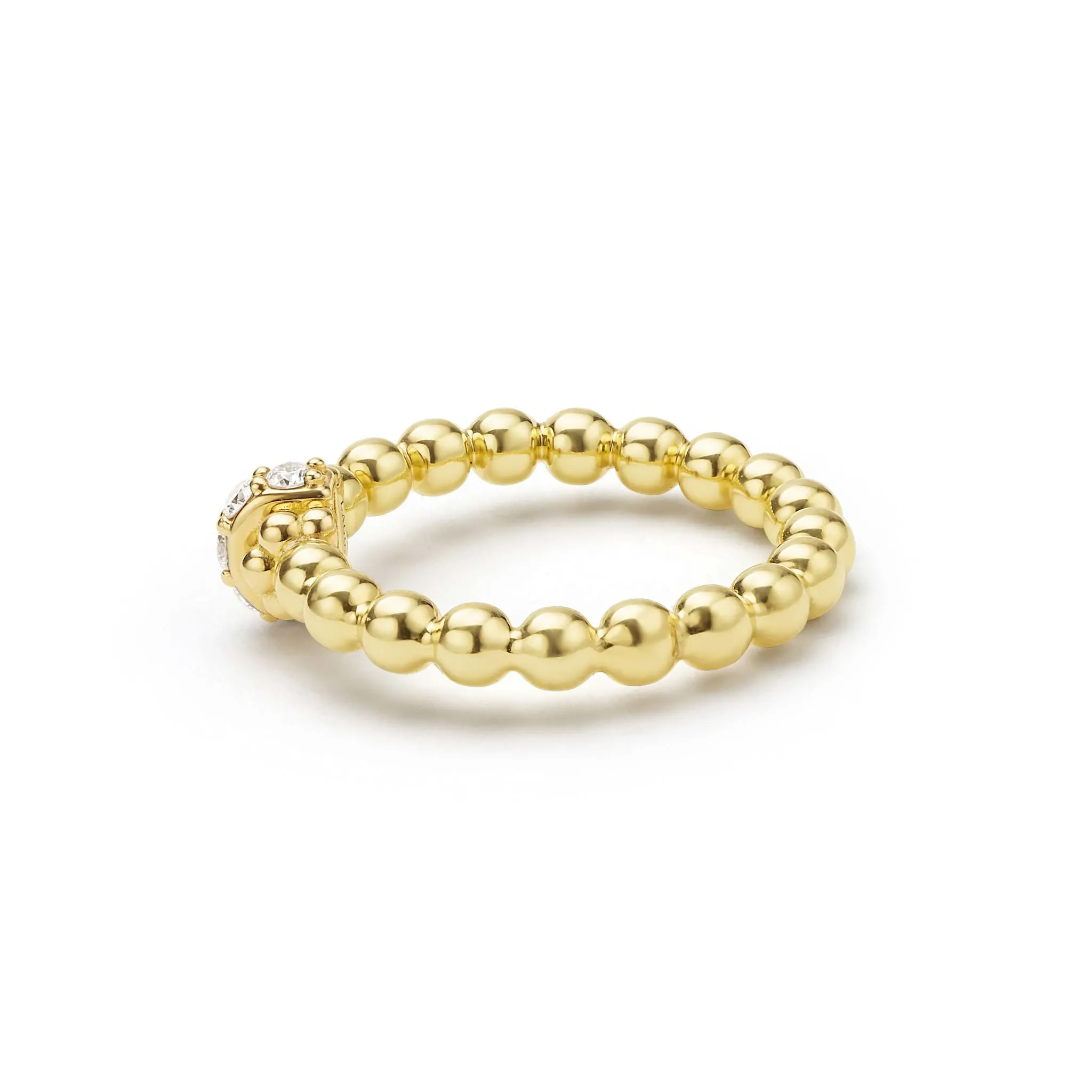 Caviar Gold 18K Gold Caviar Beaded Diamond Rondelle Stacking Ring sold by LAGOS product image thumbnail 3