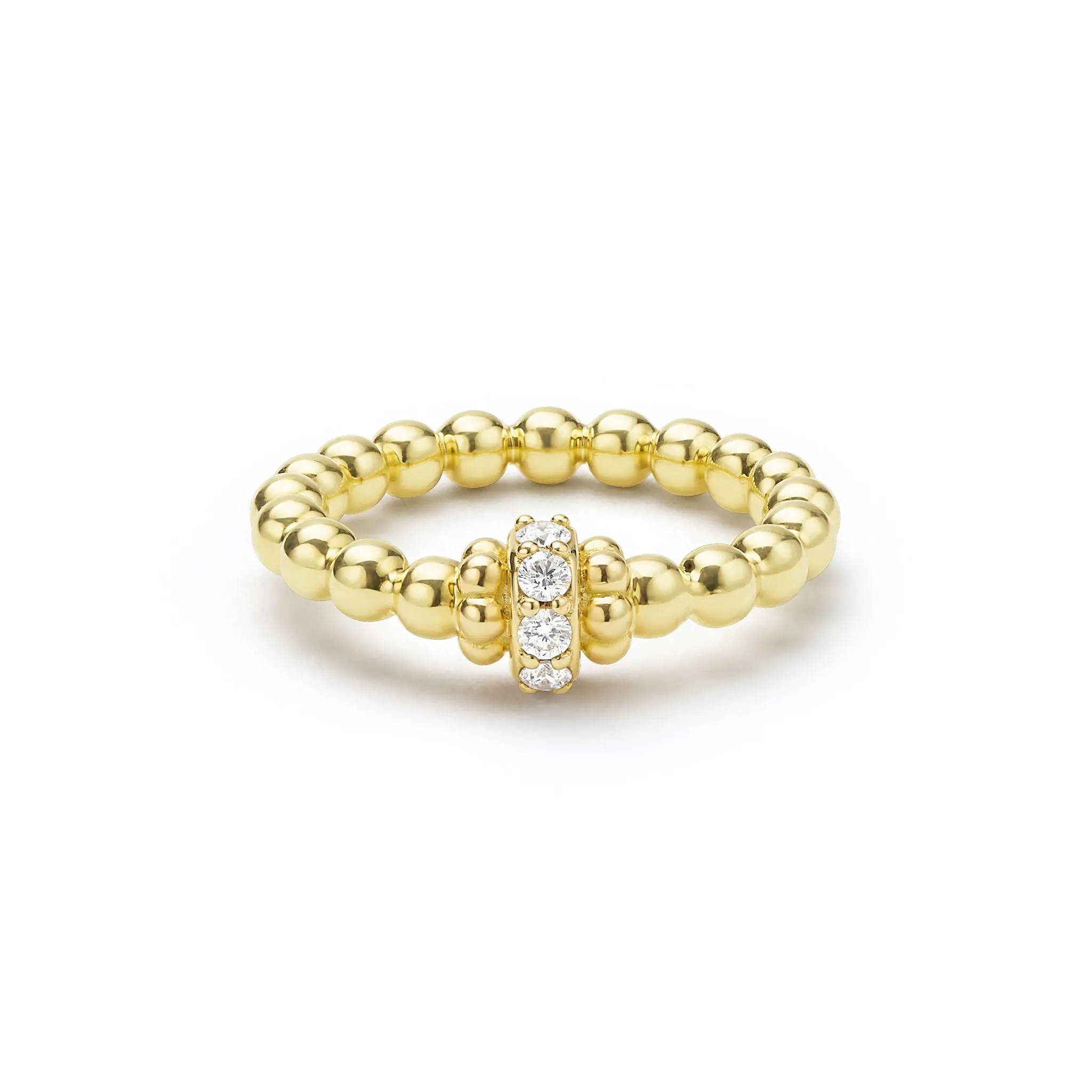 Caviar Gold 18K Gold Caviar Beaded Diamond Rondelle Stacking Ring sold by LAGOS product image thumbnail 5
