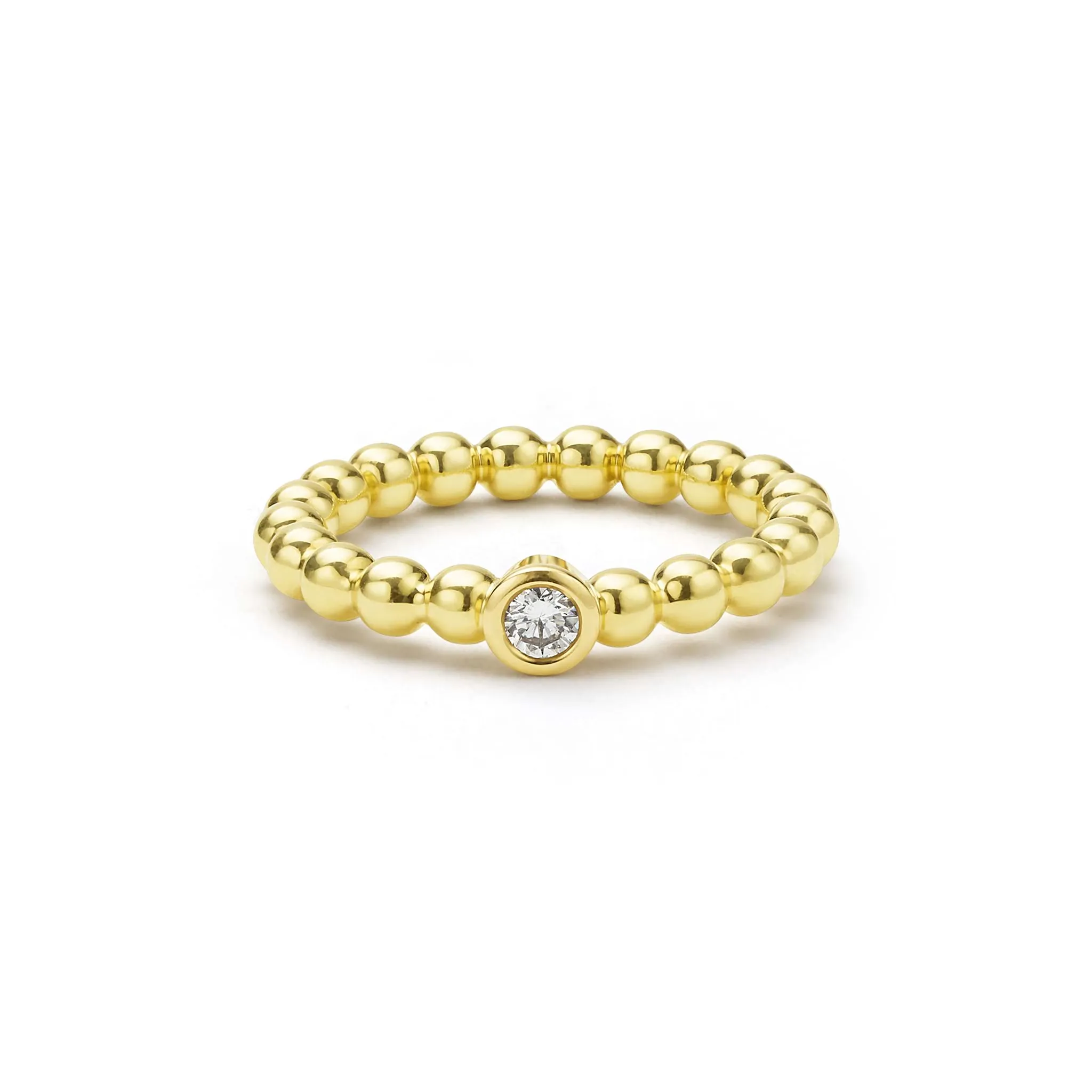 Caviar Gold 18K Gold Caviar Beaded Diamond Stacking Ring sold by LAGOS product image thumbnail 5