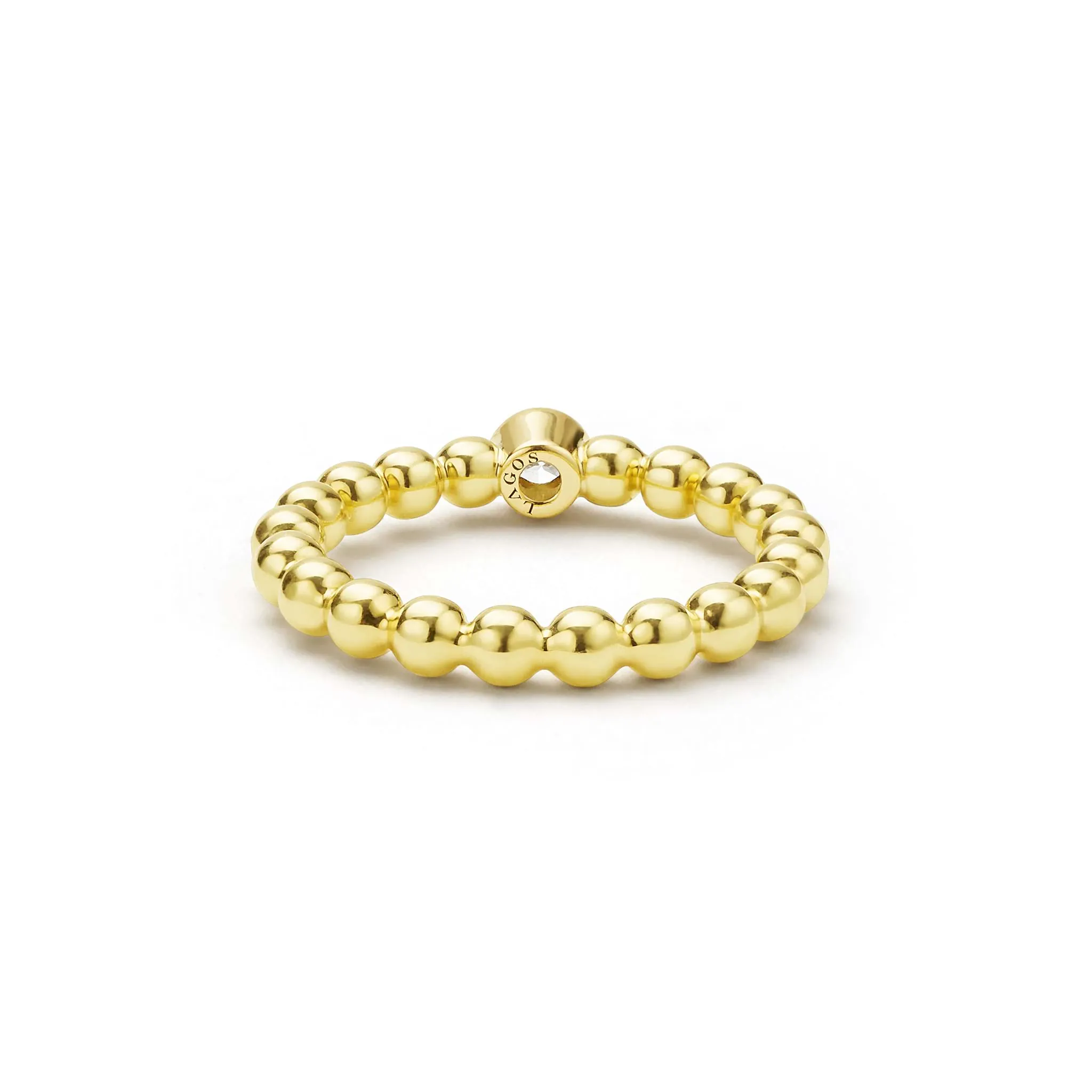 Caviar Gold 18K Gold Caviar Beaded Diamond Stacking Ring sold by LAGOS product image thumbnail 4