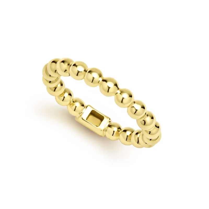 Caviar Gold 18K Gold Caviar Beaded Stacking Ring sold by LAGOS