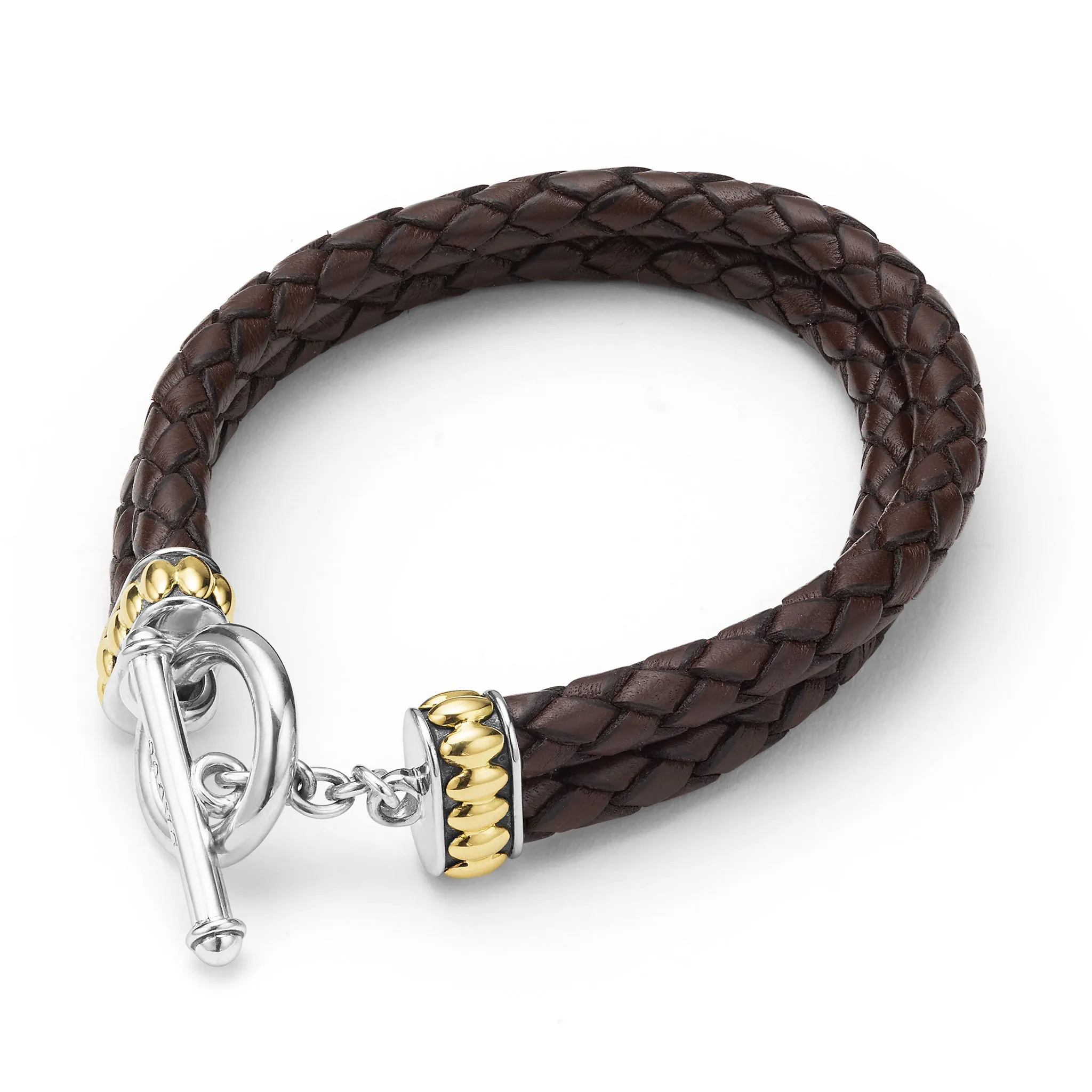 Anthem Two-Tone Brown Leather Braided Bracelet sold by LAGOS product image thumbnail 5