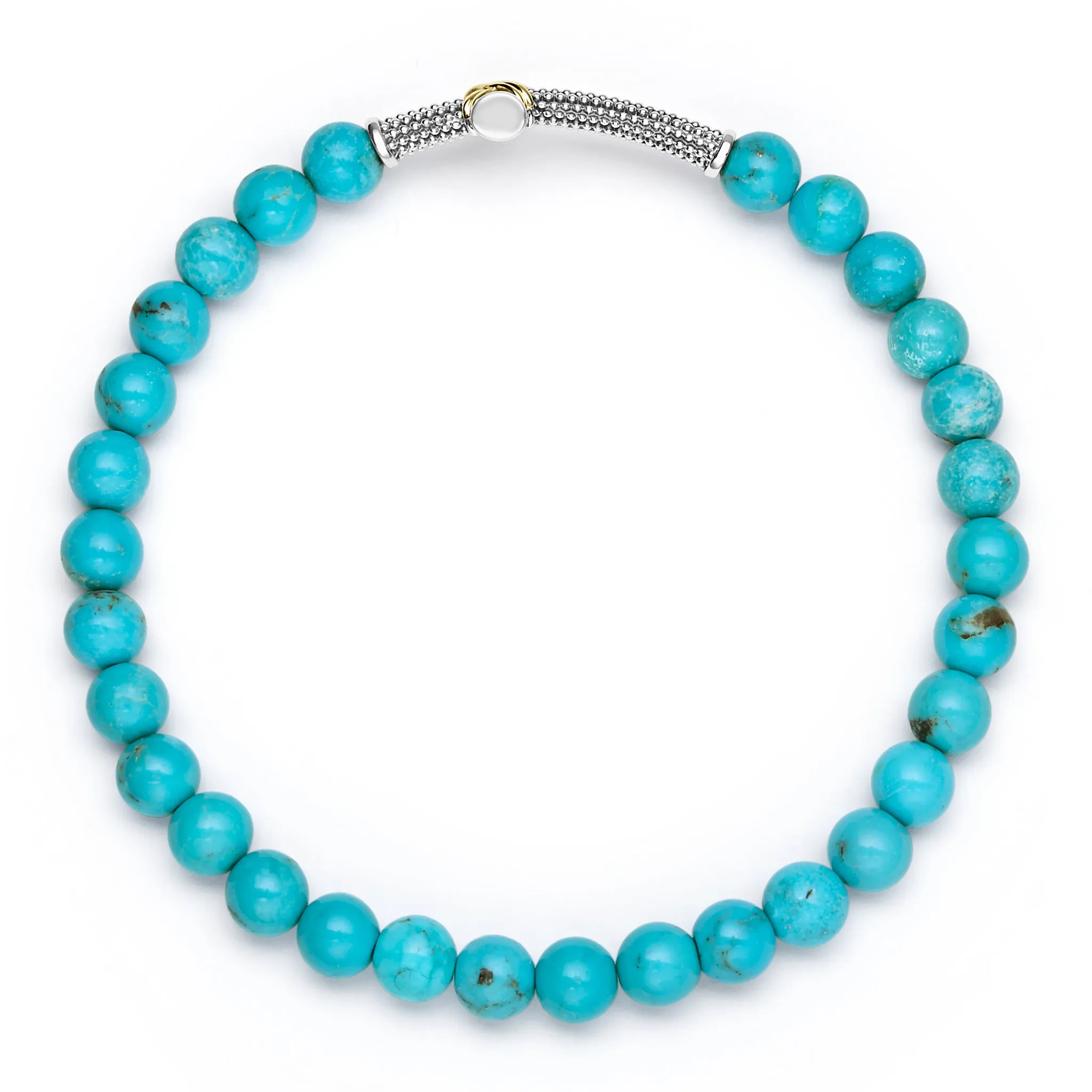 Anthem Two-Tone Caviar Cross Turquoise Stretch Bracelet sold by LAGOS product image thumbnail 3