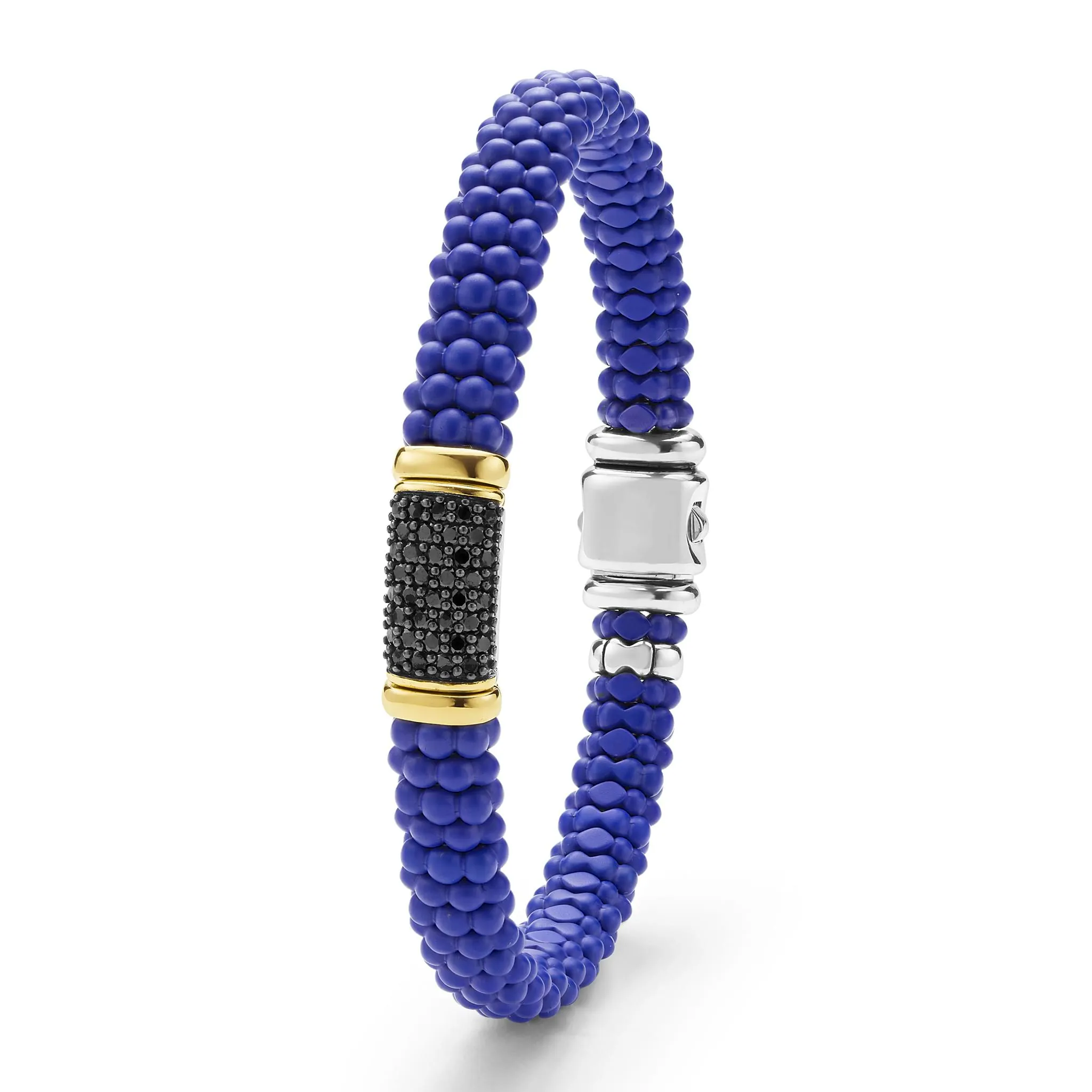 Blue Caviar Two-Tone Matte Blue Ceramic Black Diamond Bracelet | 9mm sold by LAGOS product image thumbnail 5