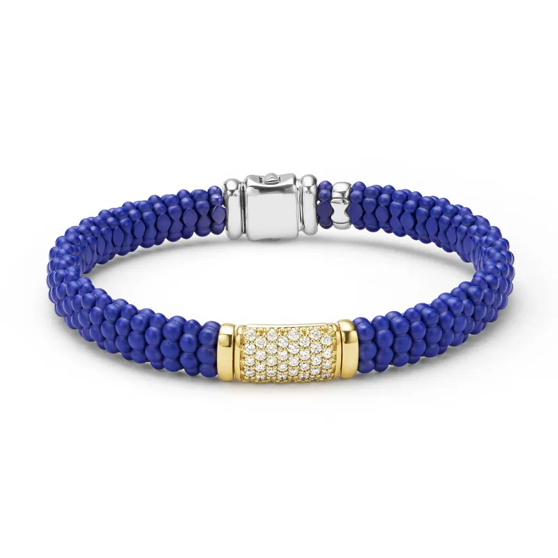 Blue Caviar Two-Tone Matte Blue Ceramic Diamond Bracelet | 9mm sold by LAGOS