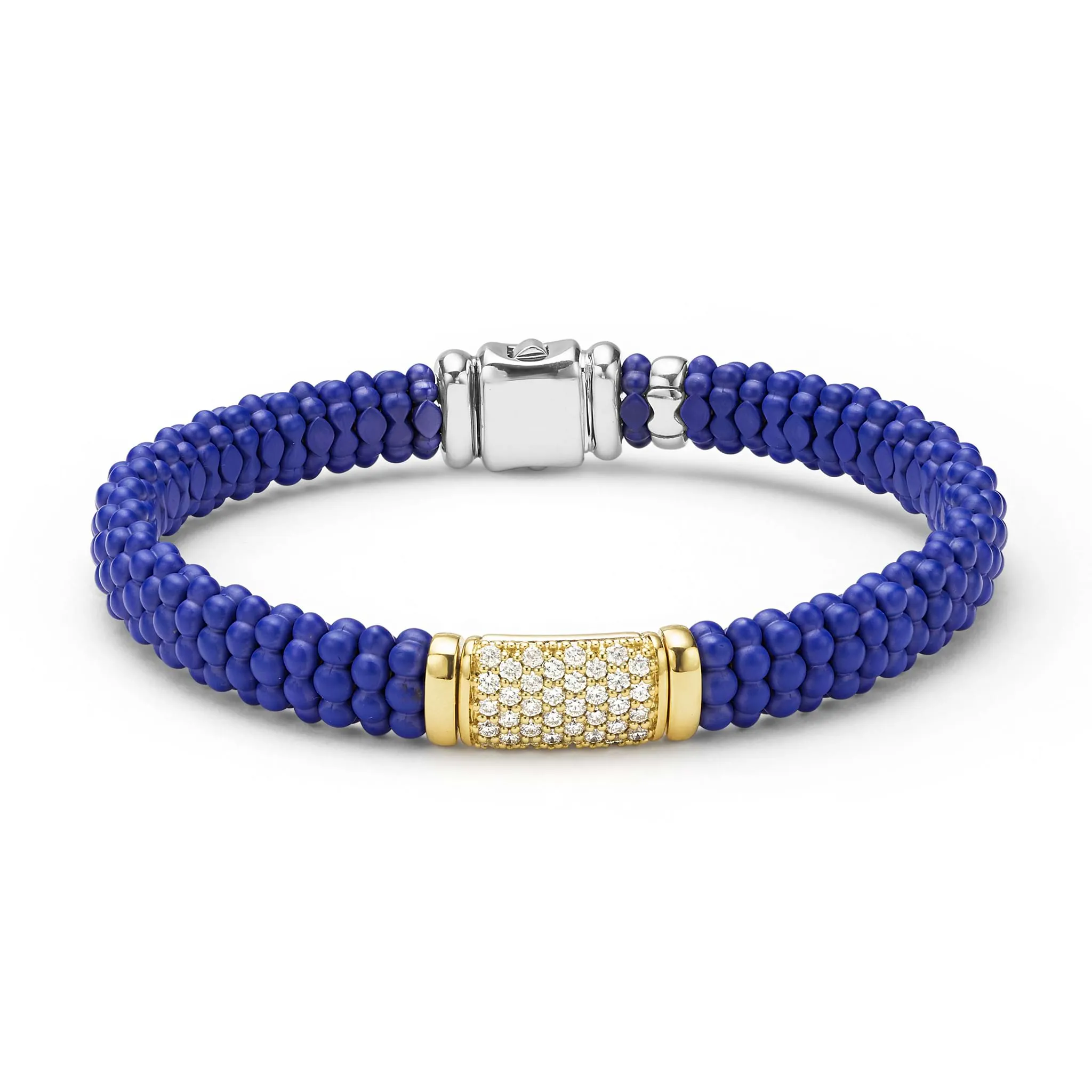 Blue Caviar Two-Tone Matte Blue Ceramic Diamond Bracelet | 9mm sold by LAGOS
