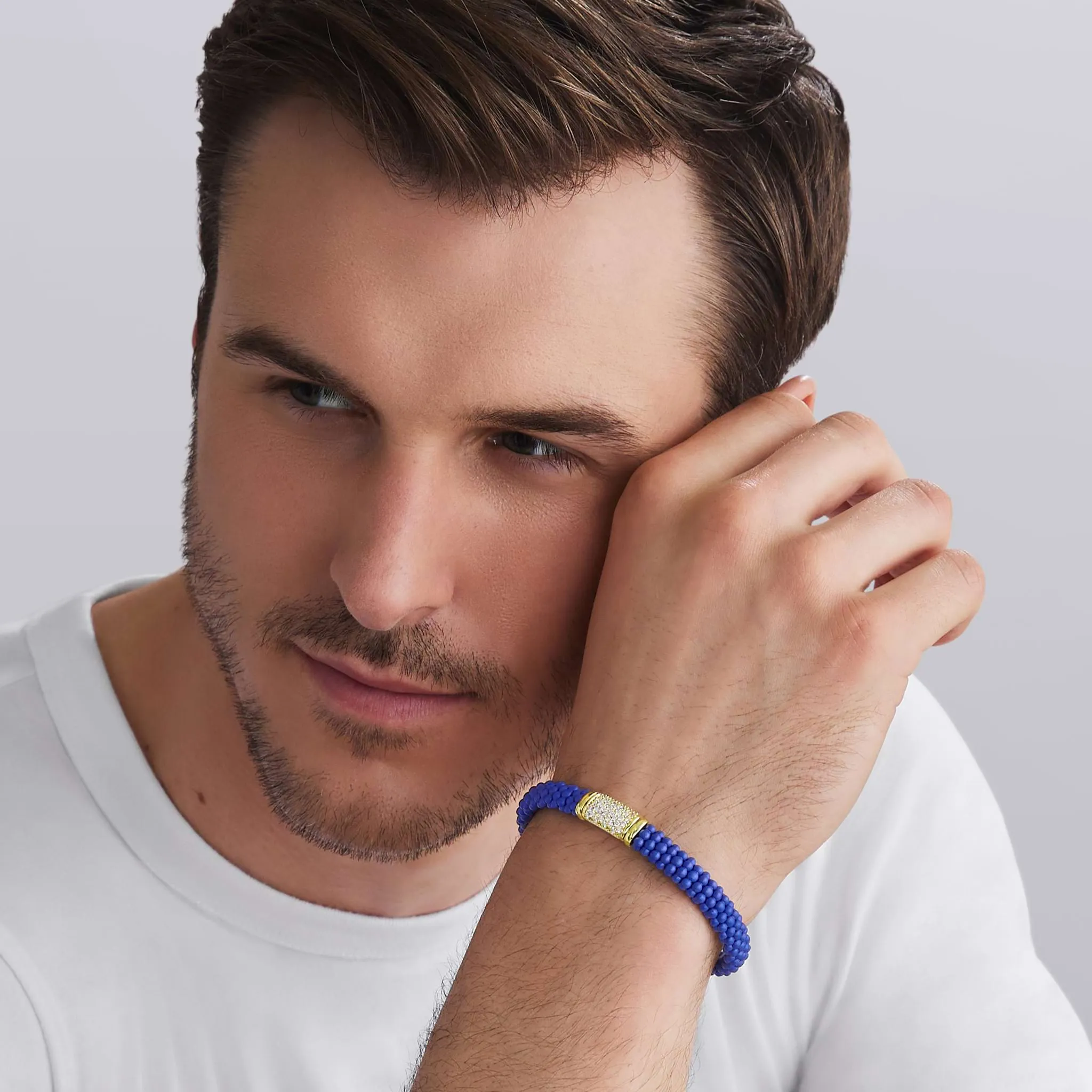 Blue Caviar Two-Tone Matte Blue Ceramic Diamond Bracelet | 9mm sold by LAGOS product image thumbnail 2