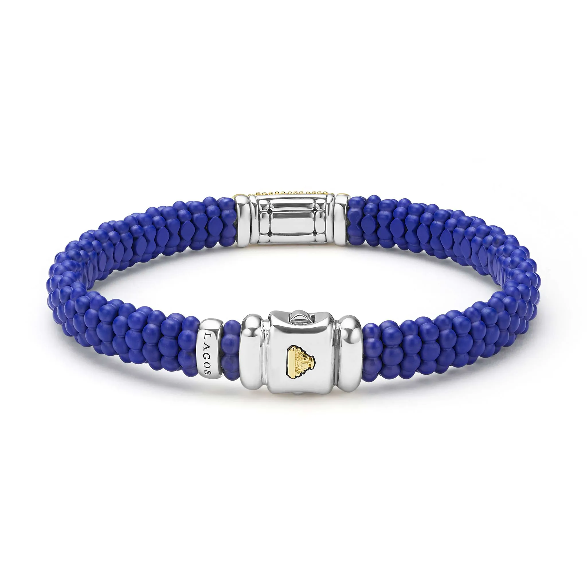 Blue Caviar Two-Tone Matte Blue Ceramic Diamond Bracelet | 9mm sold by LAGOS product image thumbnail 4