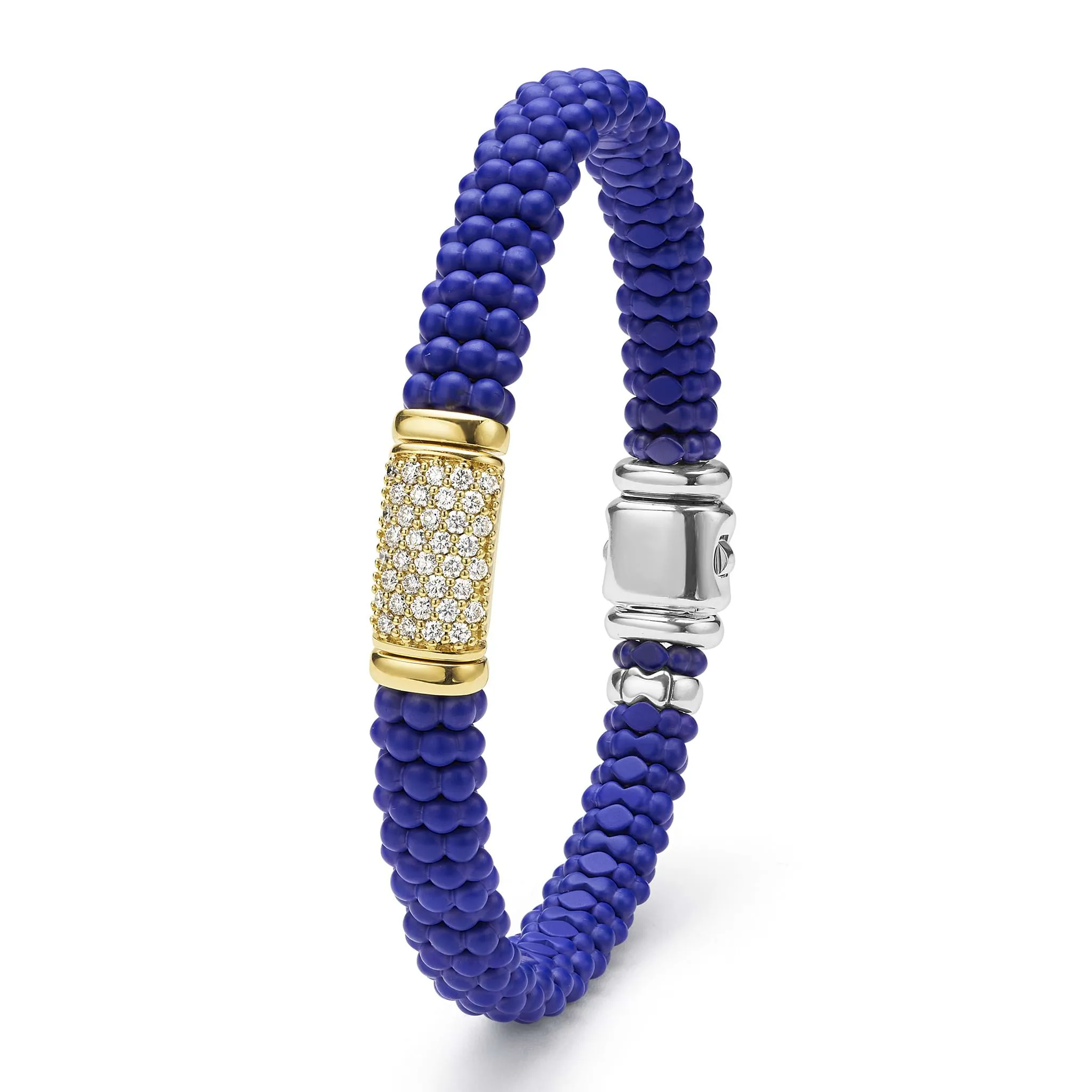 Blue Caviar Two-Tone Matte Blue Ceramic Diamond Bracelet | 9mm sold by LAGOS product image thumbnail 5