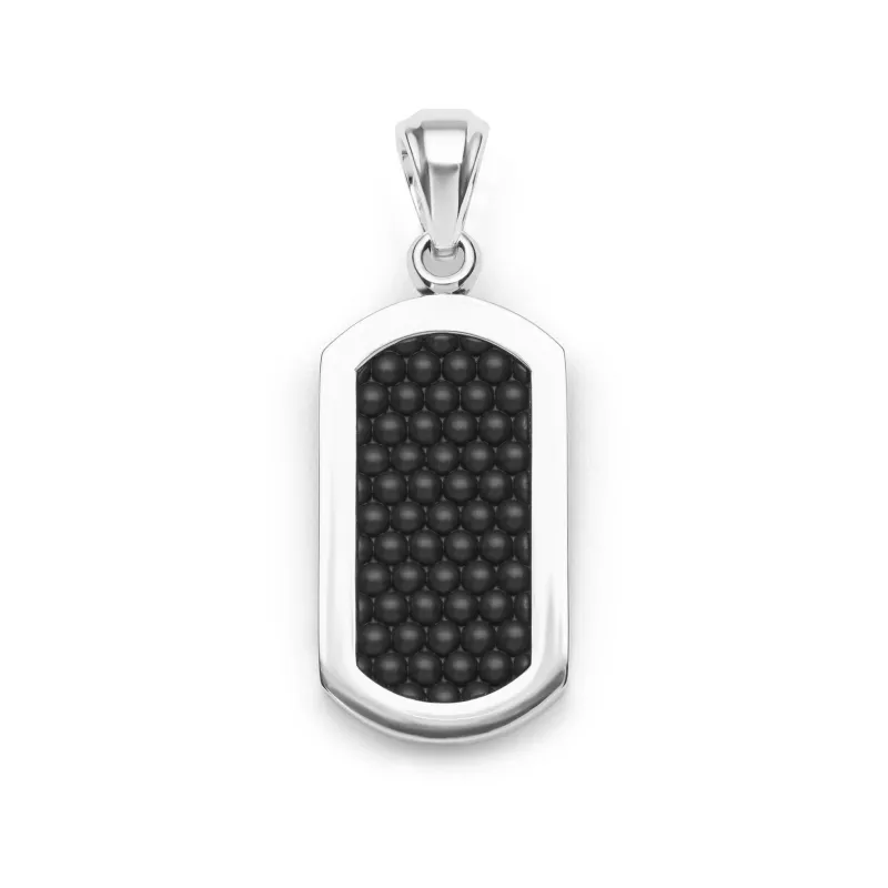 Anthem Silver Matte Ceramic Beaded Tag Amulet sold by LAGOS