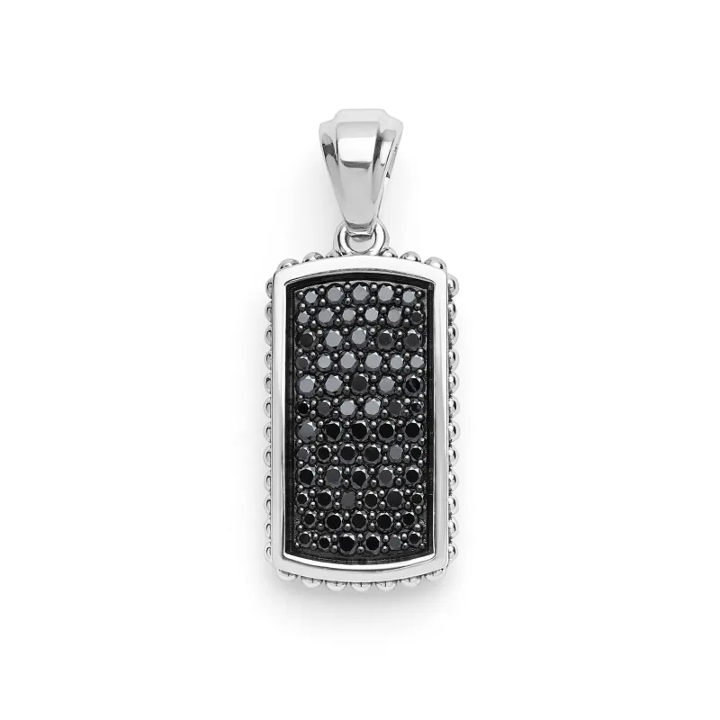 Anthem Sterling Silver Beaded Black Diamond Tag Amulet sold by LAGOS