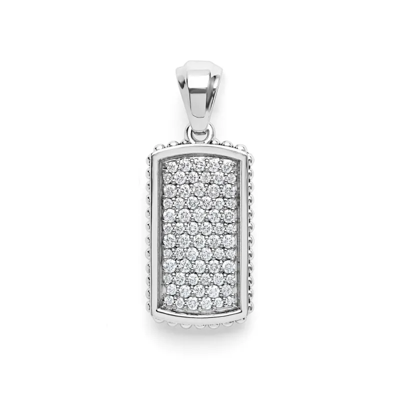 Anthem Sterling Silver Beaded Diamond Tag Amulet sold by LAGOS