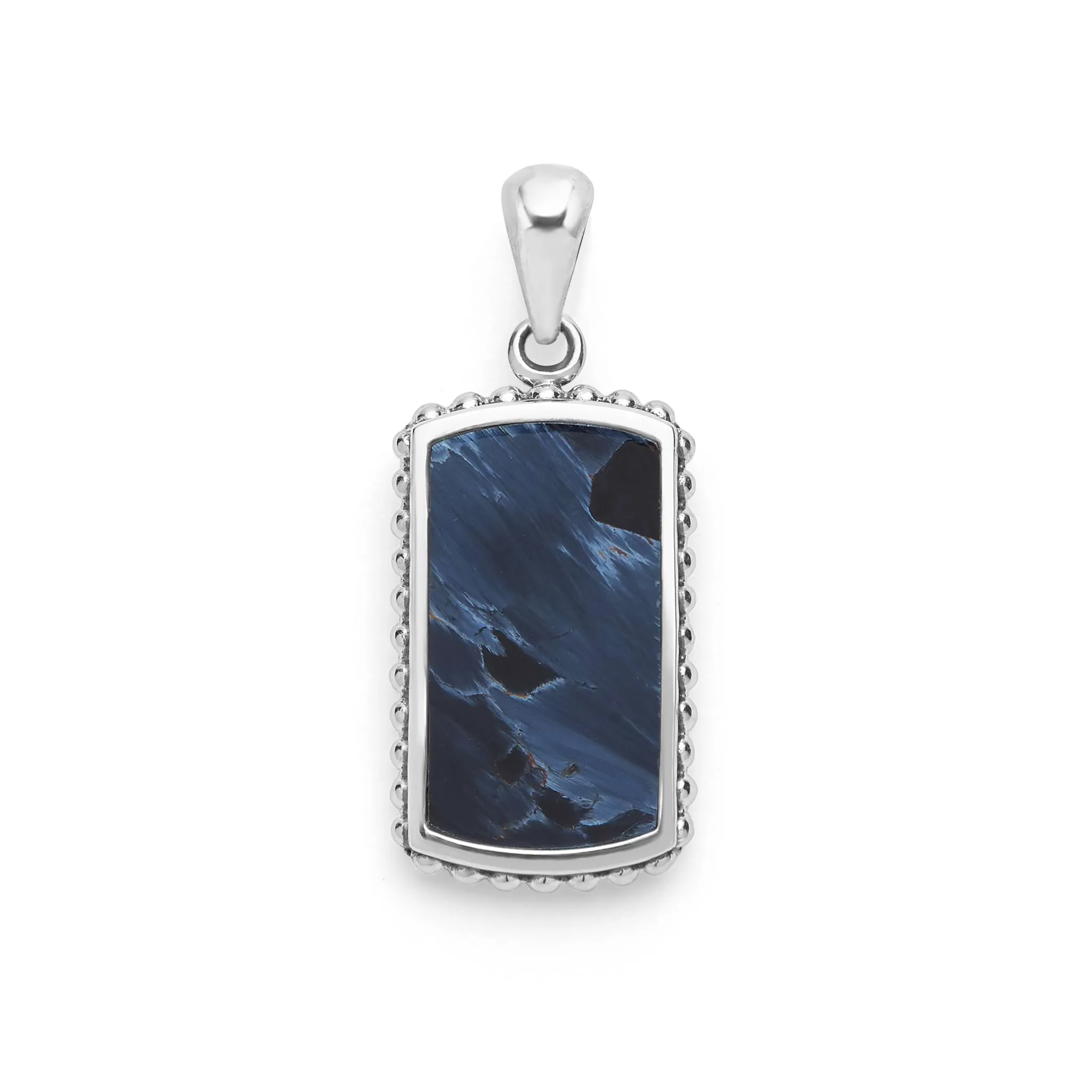 Anthem Sterling Silver and Pietersite Tag Amulet sold by LAGOS