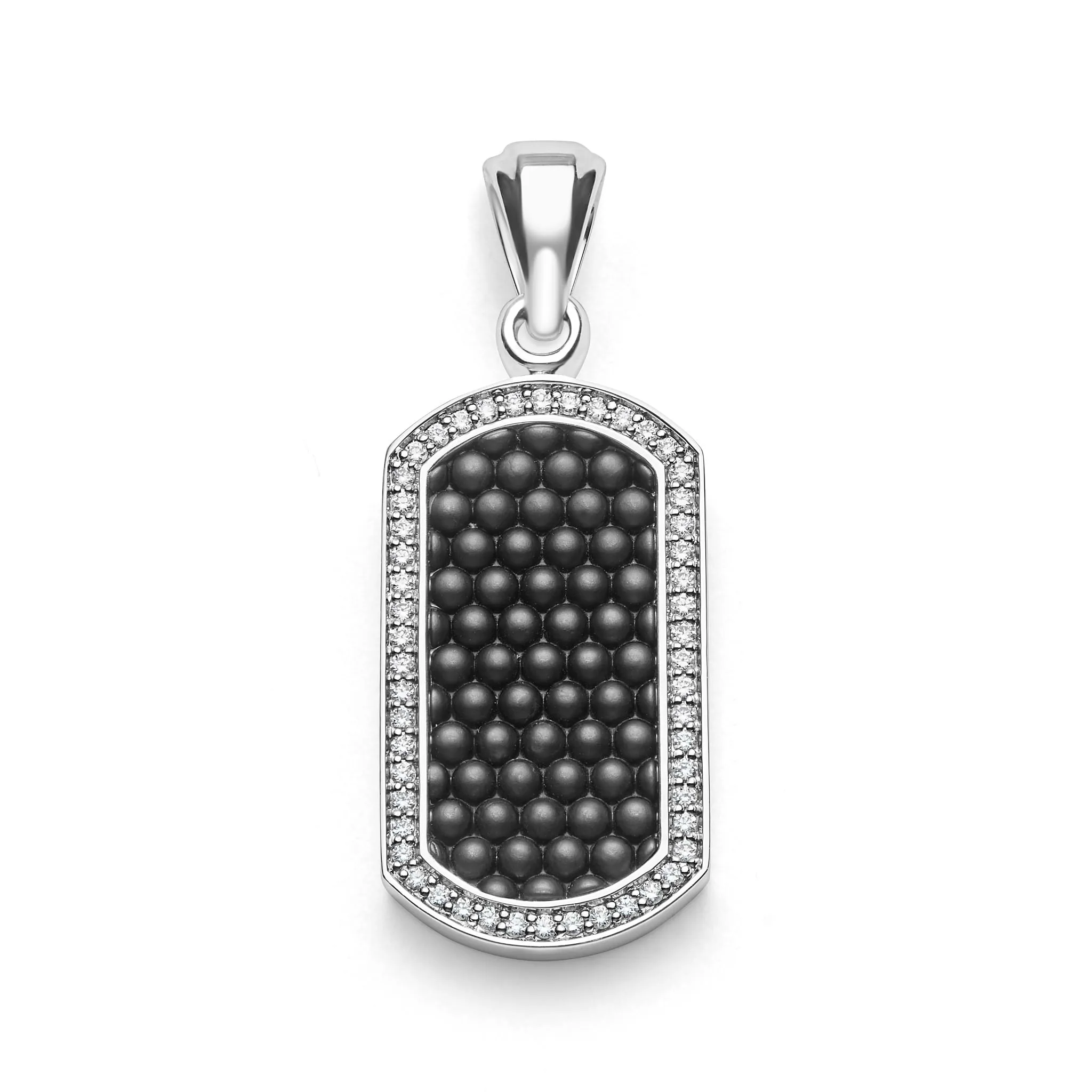 Anthem Silver Matte Ceramic Beaded Diamond Tag Amulet sold by LAGOS