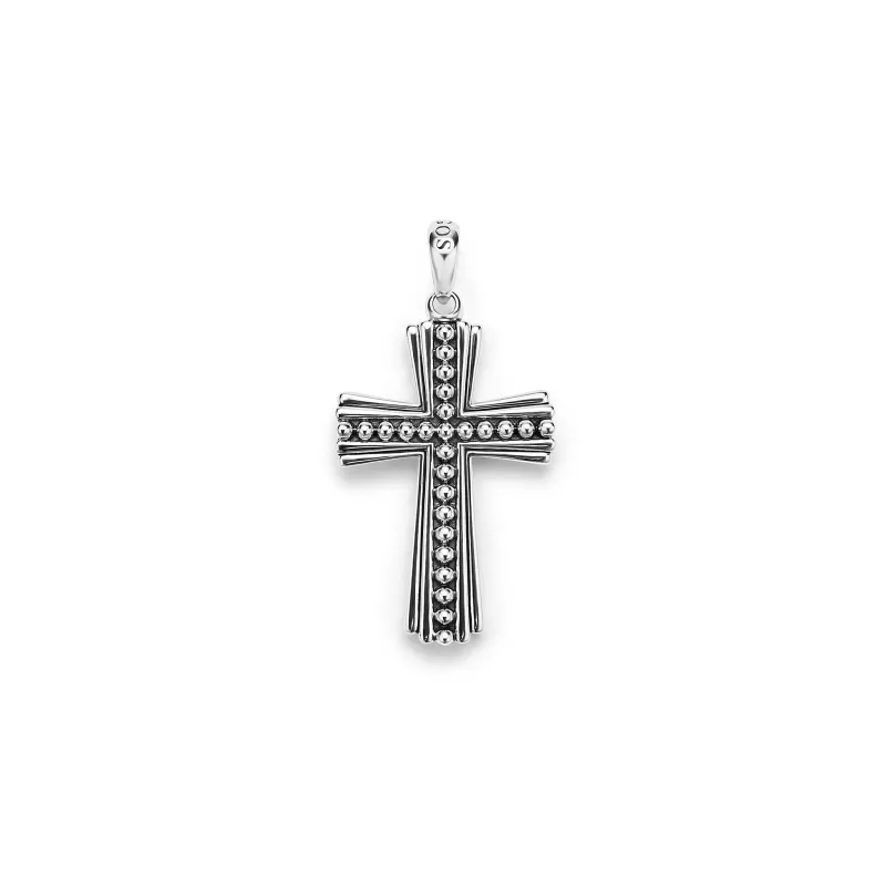 Anthem Silver Caviar Beaded Cross Amulet sold by LAGOS