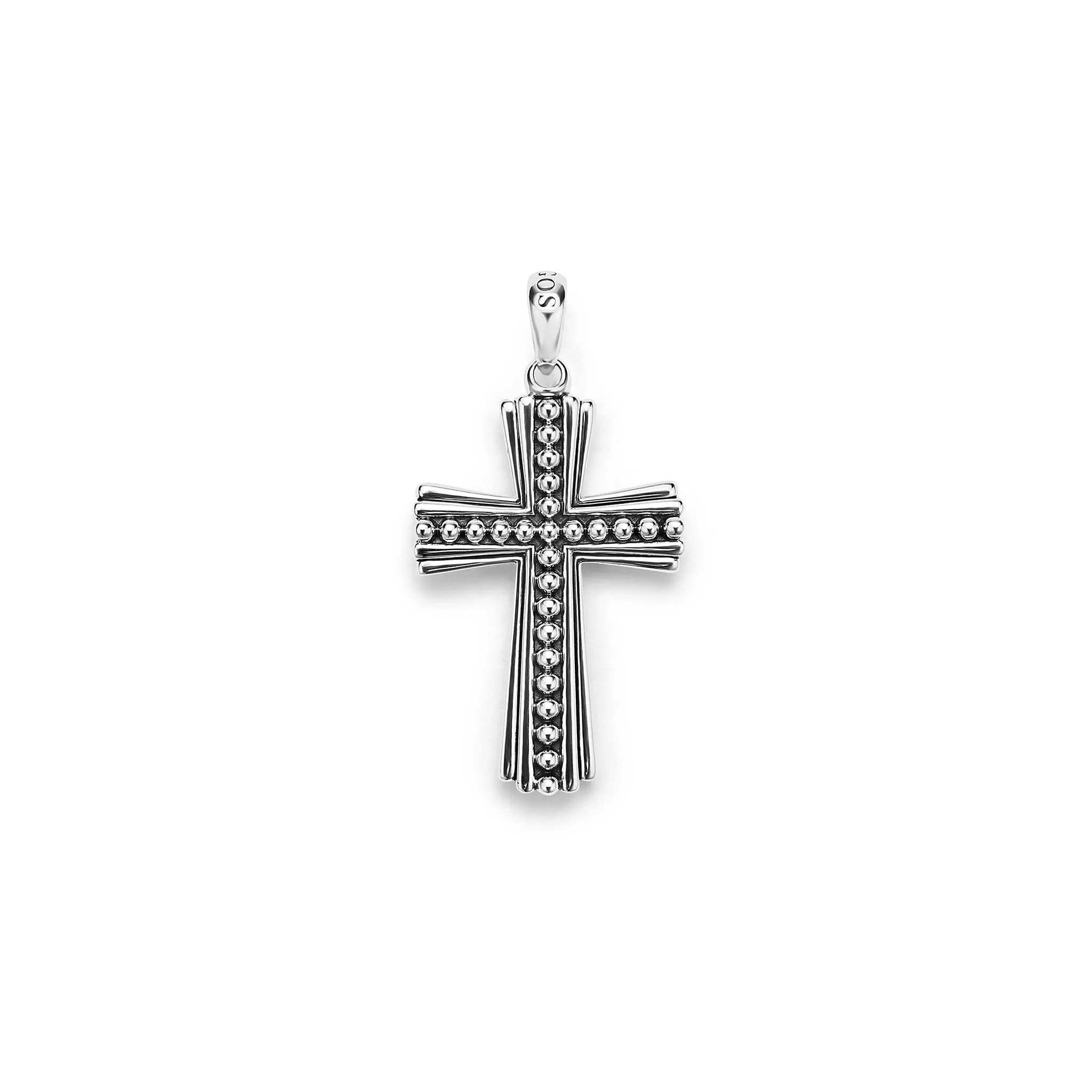 Anthem Silver Caviar Beaded Cross Amulet sold by LAGOS