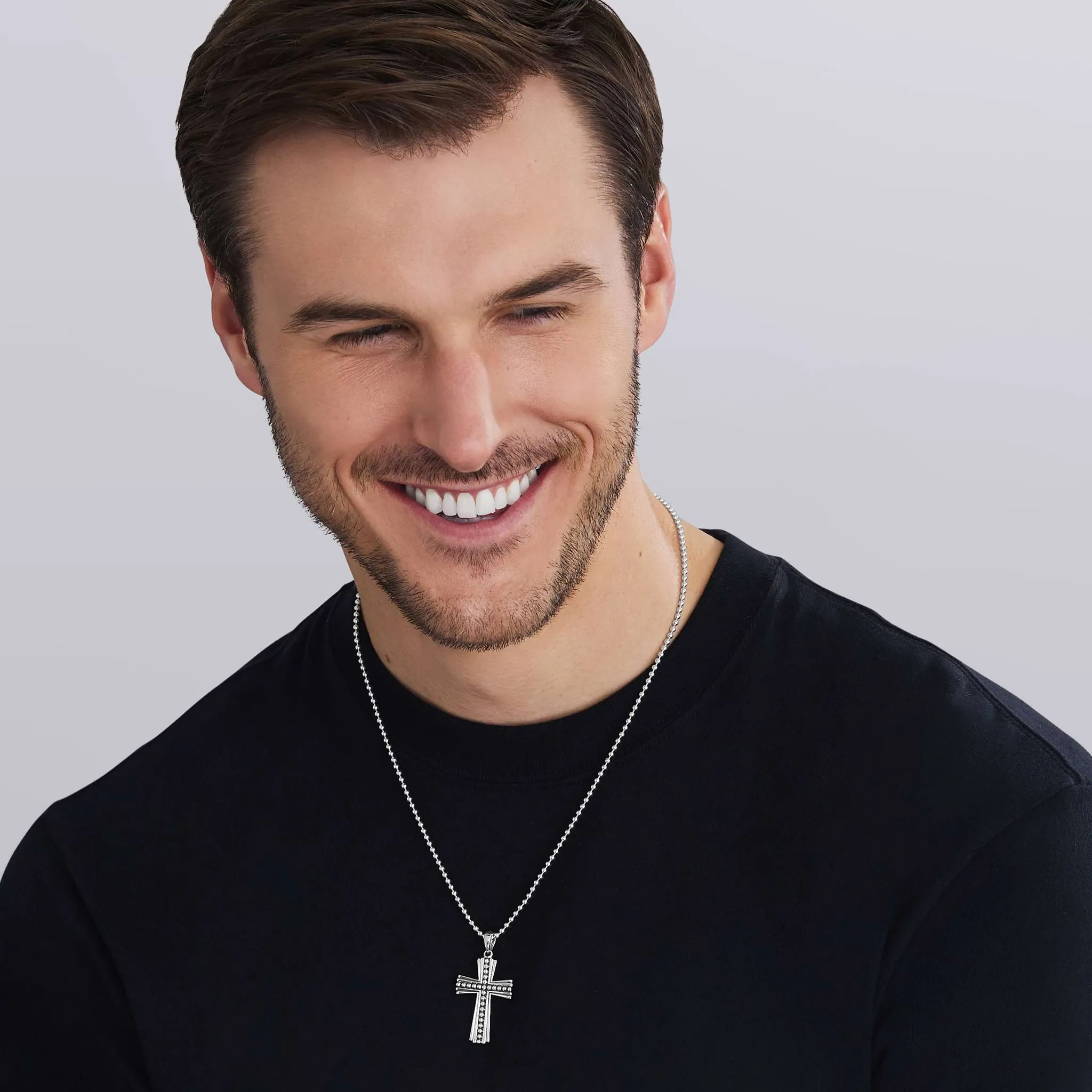 Anthem Silver Caviar Beaded Cross Amulet sold by LAGOS product image thumbnail 2