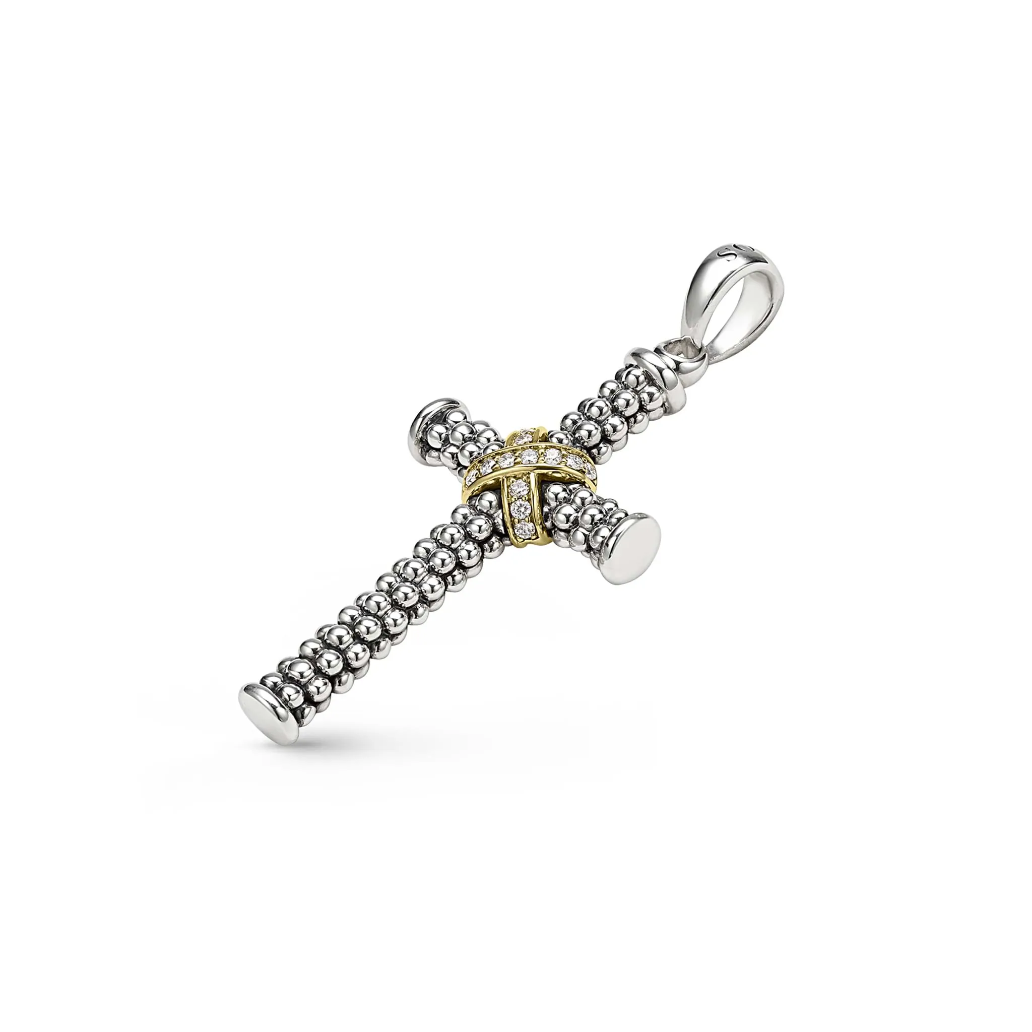 Anthem Two-Tone Caviar Beaded Diamond Cross Amulet sold by LAGOS product image thumbnail 3