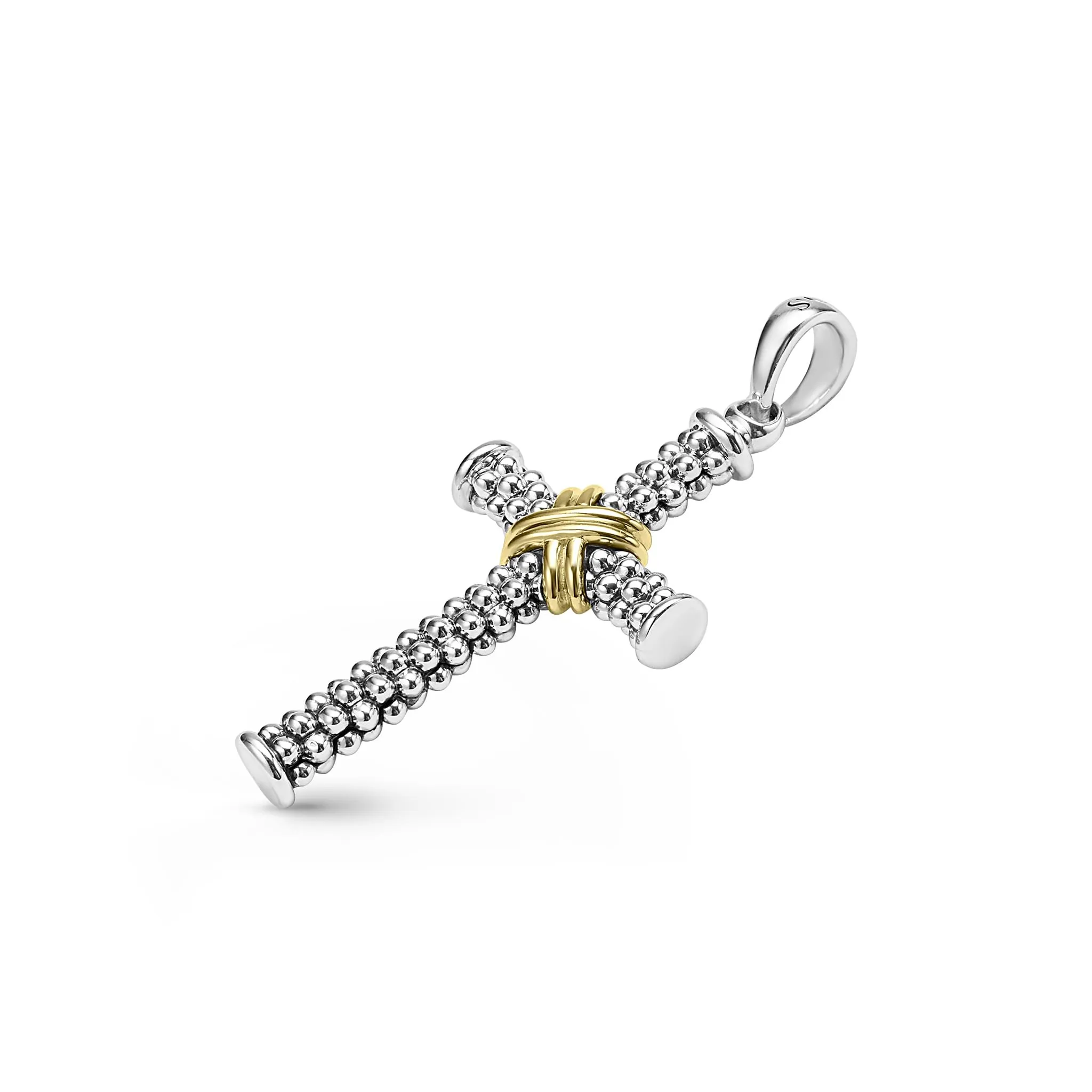 Anthem Two-Tone Caviar Beaded Cross Amulet sold by LAGOS product image thumbnail 3