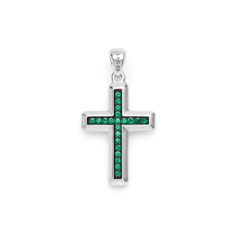 Anthem Sterling Silver and Emerald Cross Amulet sold by LAGOS