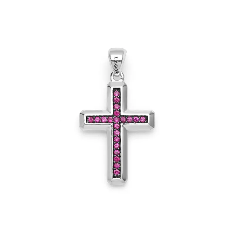 Anthem Sterling Silver and Ruby Cross Amulet sold by LAGOS