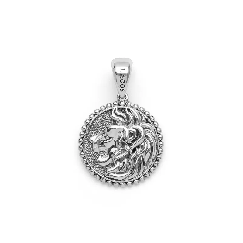 Anthem Small Silver Lion Circle Amulet sold by LAGOS