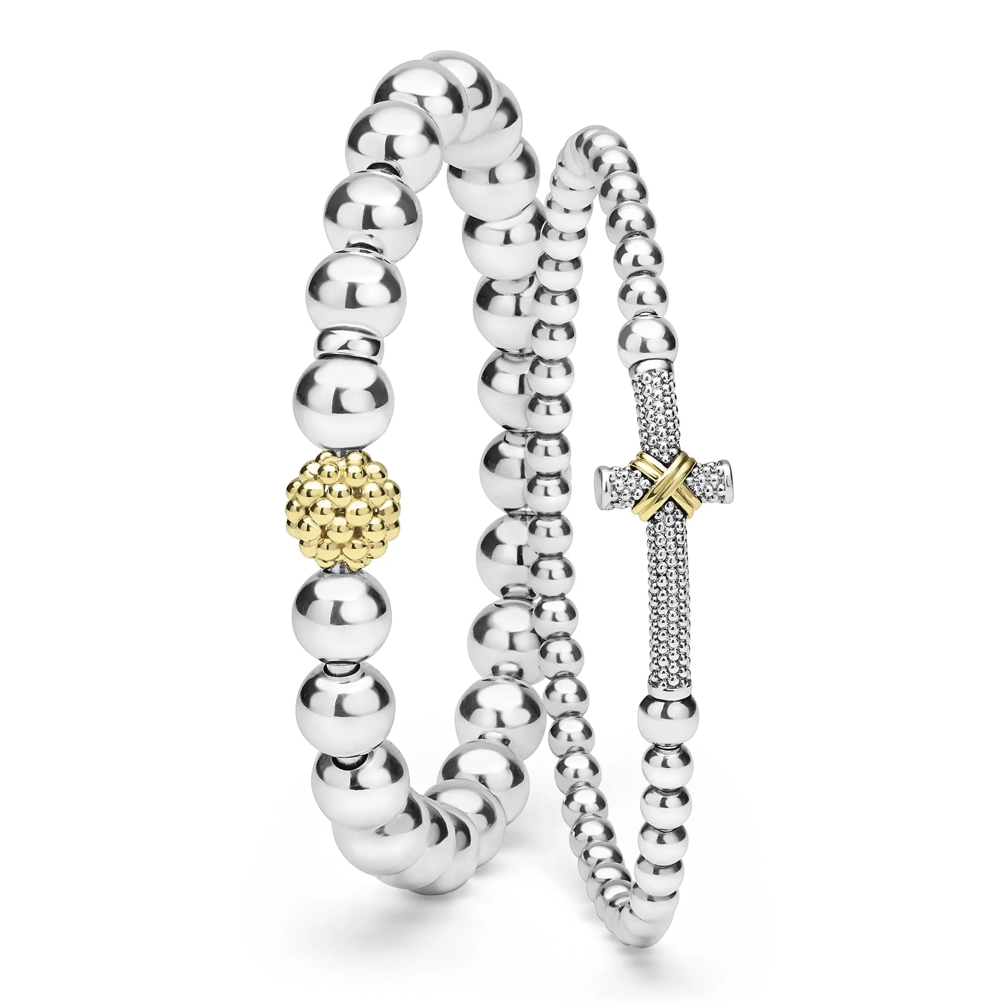 Signature Caviar Two-Tone Stretch Bracelet Gift Set sold by LAGOS