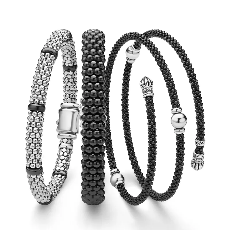 Black Caviar Black Ceramic Caviar Beaded Bracelet Gift Set sold by LAGOS