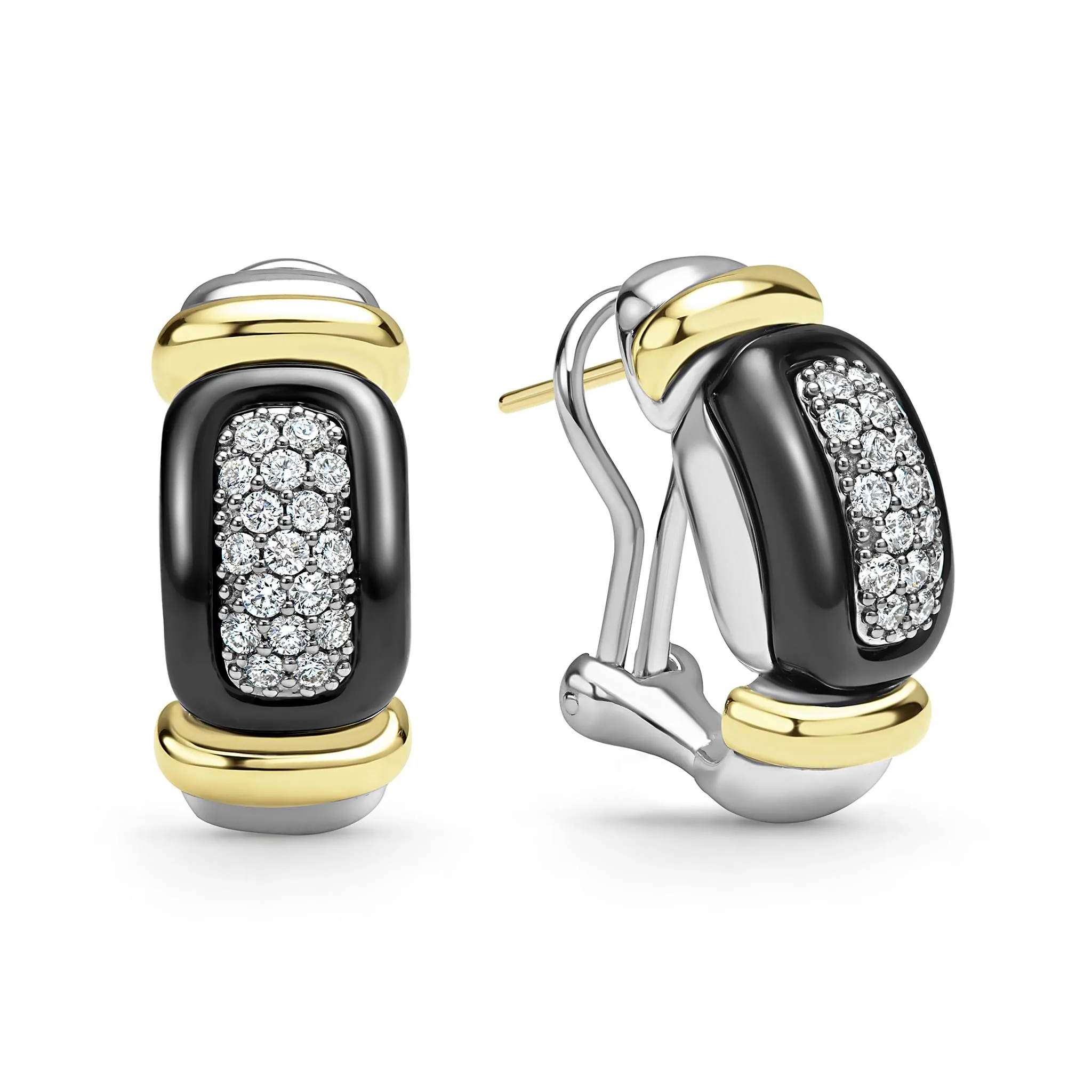 Black Caviar Black Ceramic Diamond Huggie Earrings sold by LAGOS