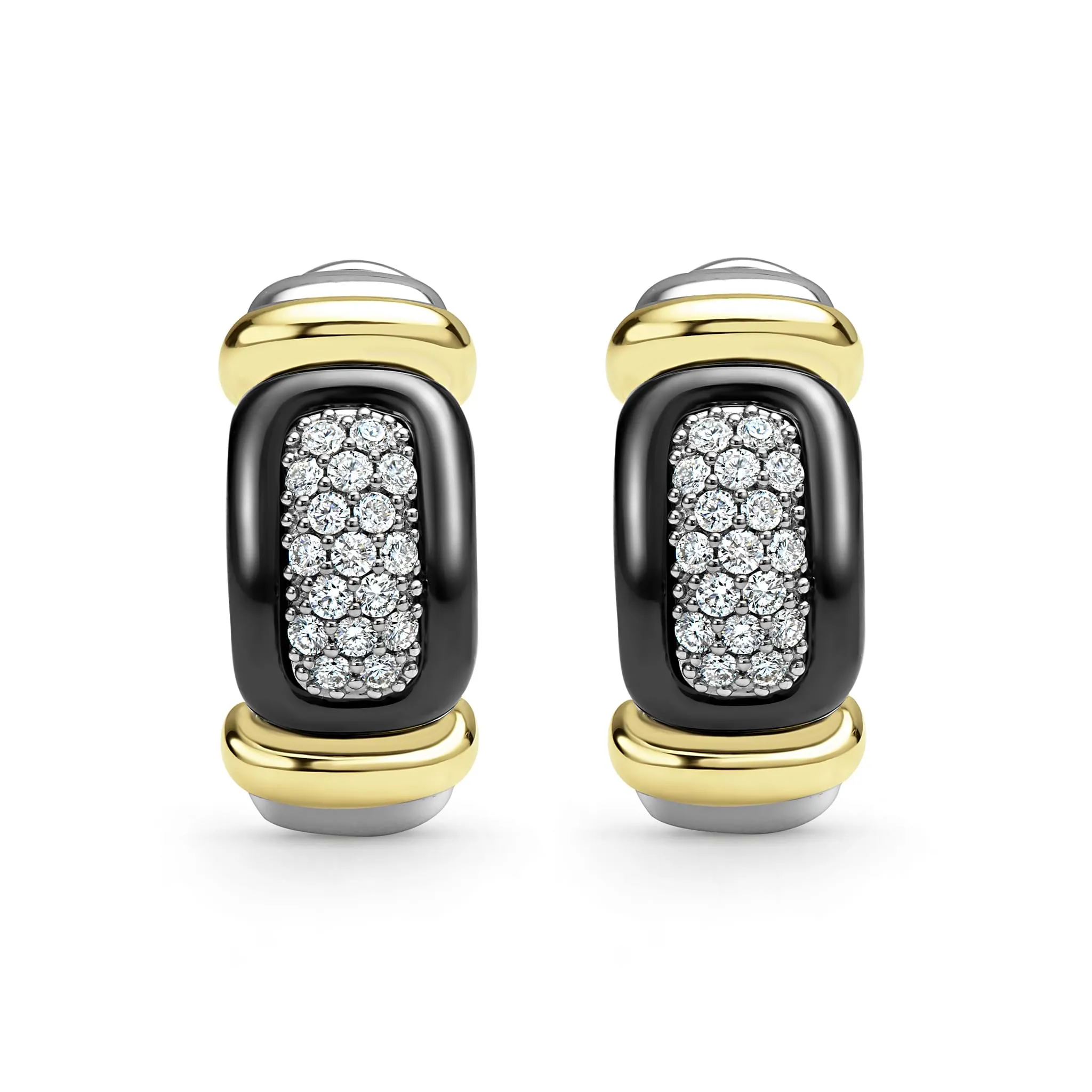 Black Caviar Black Ceramic Diamond Huggie Earrings sold by LAGOS product image thumbnail 3