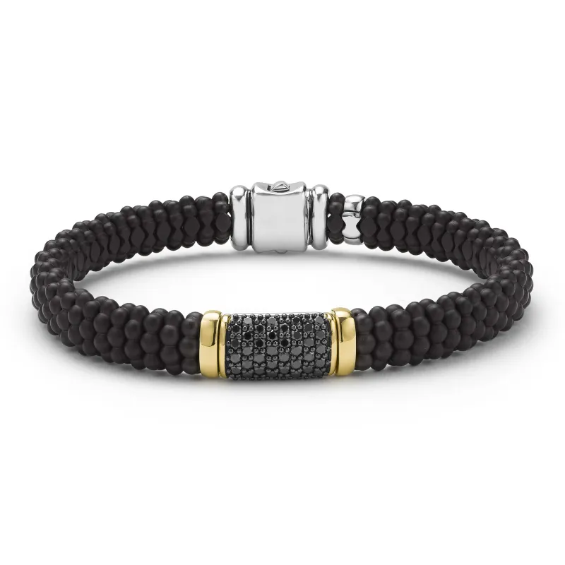 Black Caviar Two-Tone Matte Black Ceramic Black Diamond Bracelet | 9mm sold by LAGOS