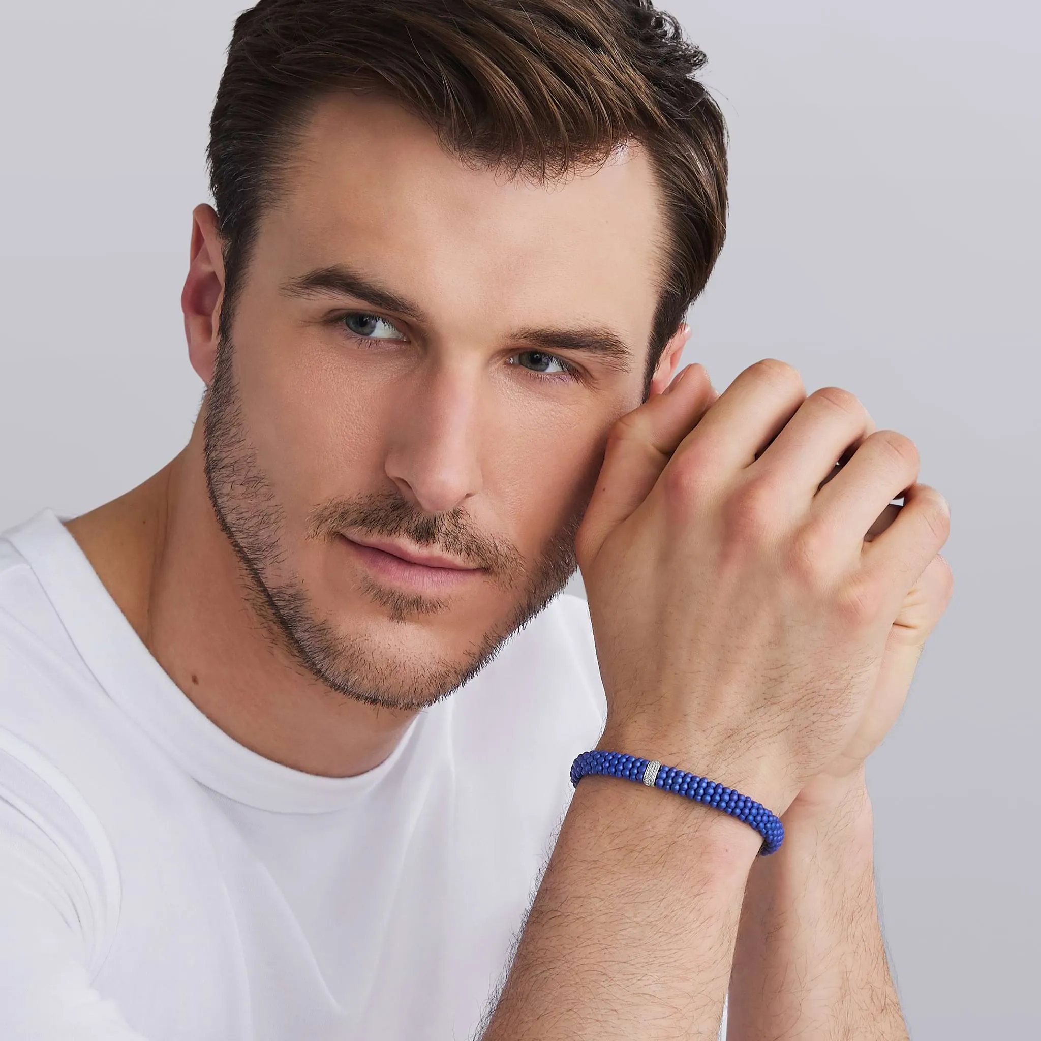 Blue Caviar Single Station Matte Blue Ceramic Diamond Bracelet | 9mm sold by LAGOS product image thumbnail 2