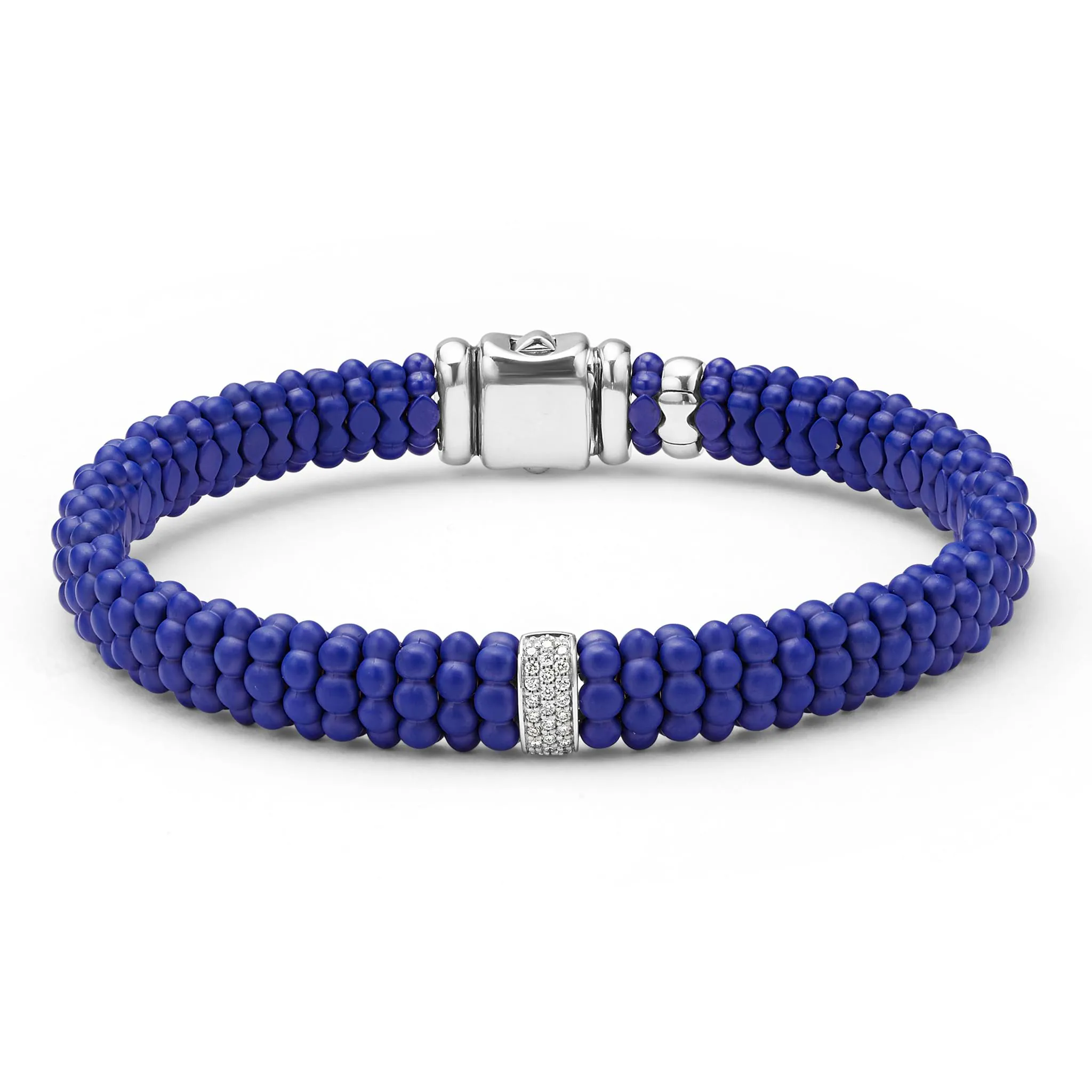Blue Caviar Single Station Matte Blue Ceramic Diamond Bracelet | 9mm sold by LAGOS