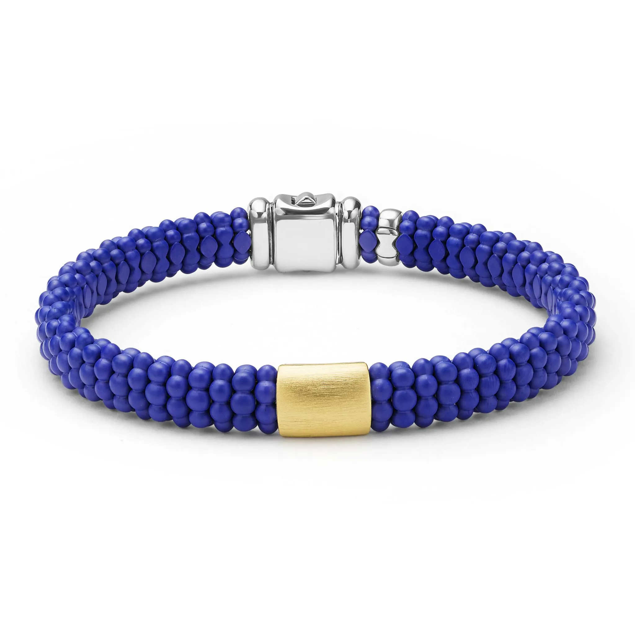 Blue Caviar 18K Gold Matte Blue Ceramic Beaded Bracelet | 9mm sold by LAGOS