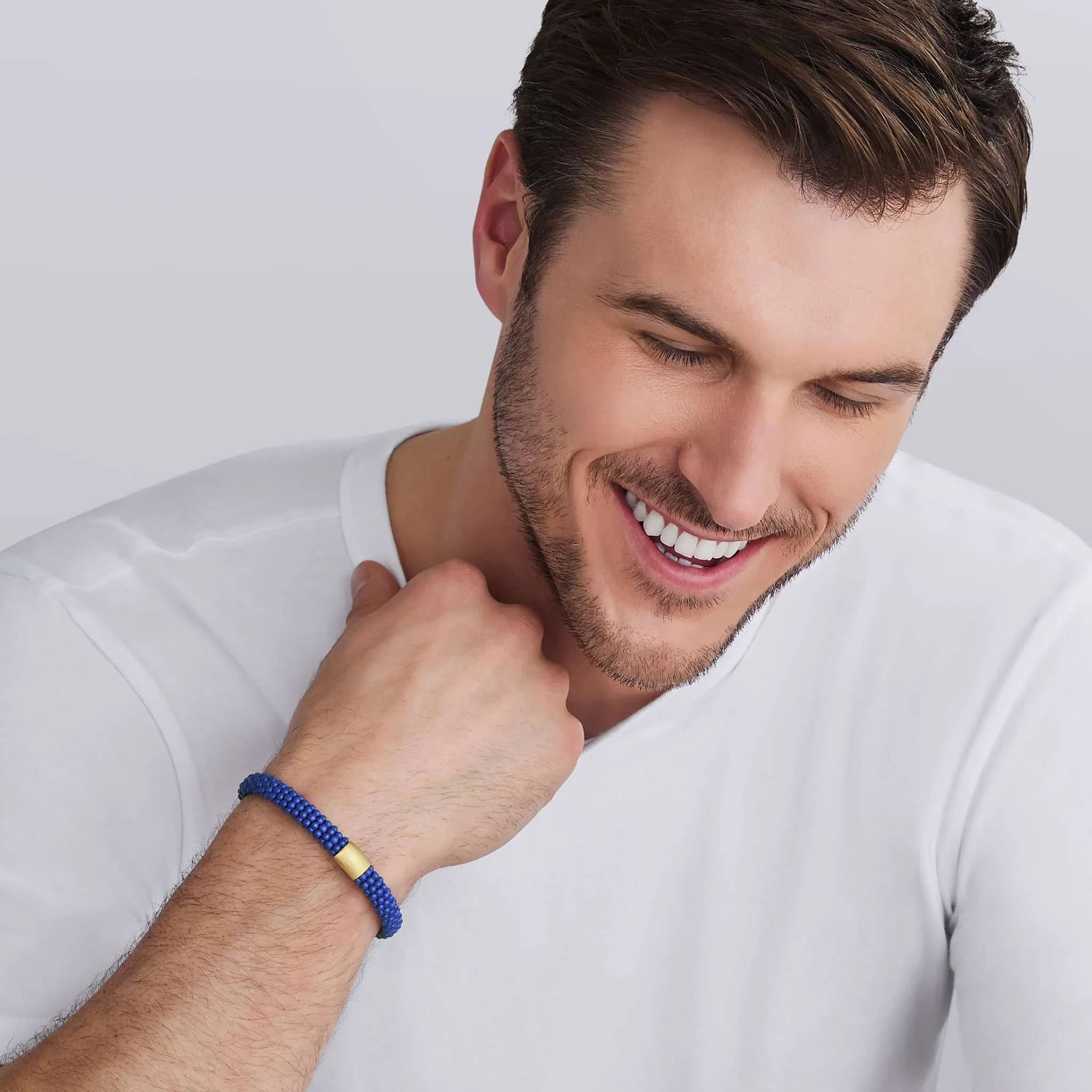 Blue Caviar 18K Gold Matte Blue Ceramic Beaded Bracelet | 9mm sold by LAGOS product image thumbnail 2