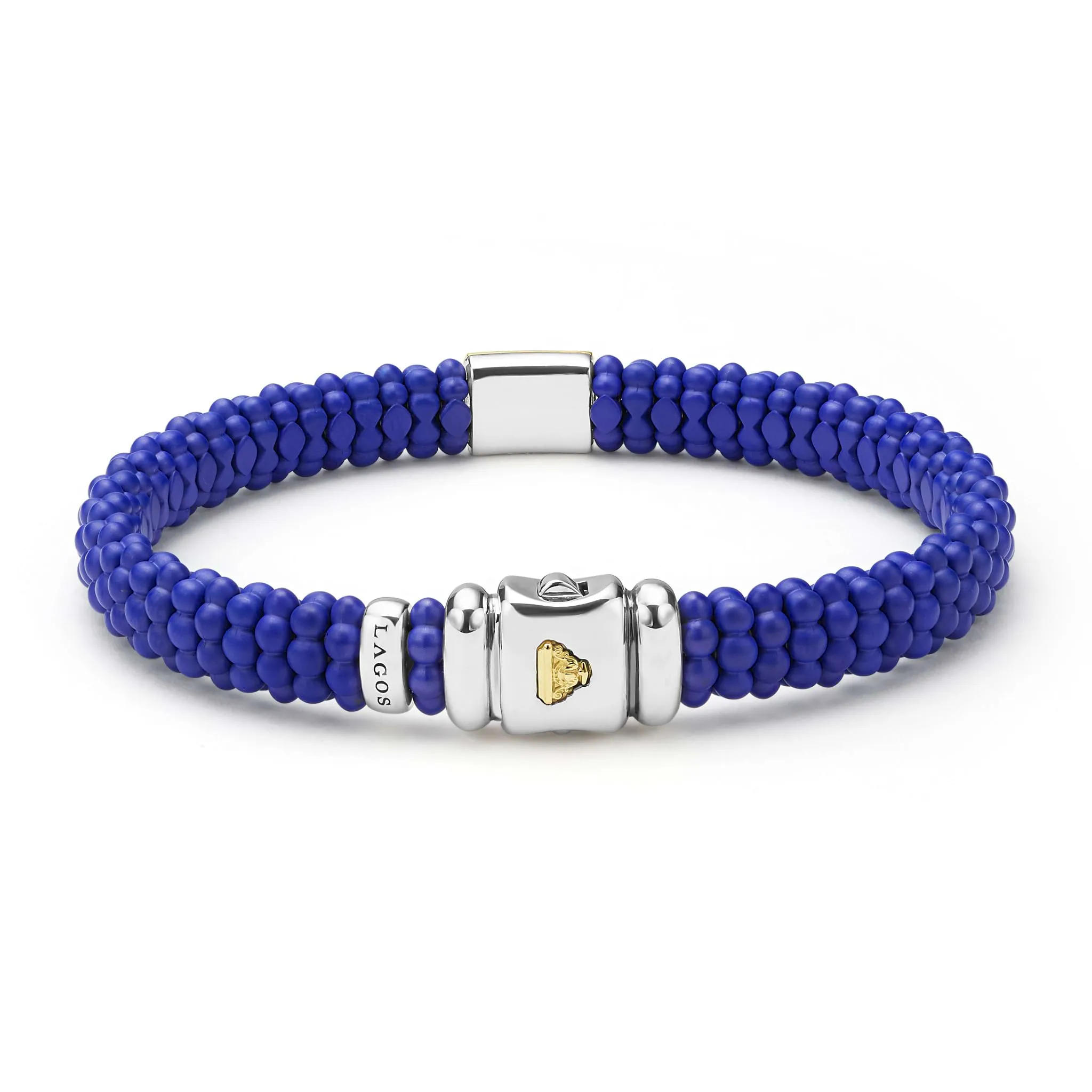 Blue Caviar 18K Gold Matte Blue Ceramic Beaded Bracelet | 9mm sold by LAGOS product image thumbnail 4