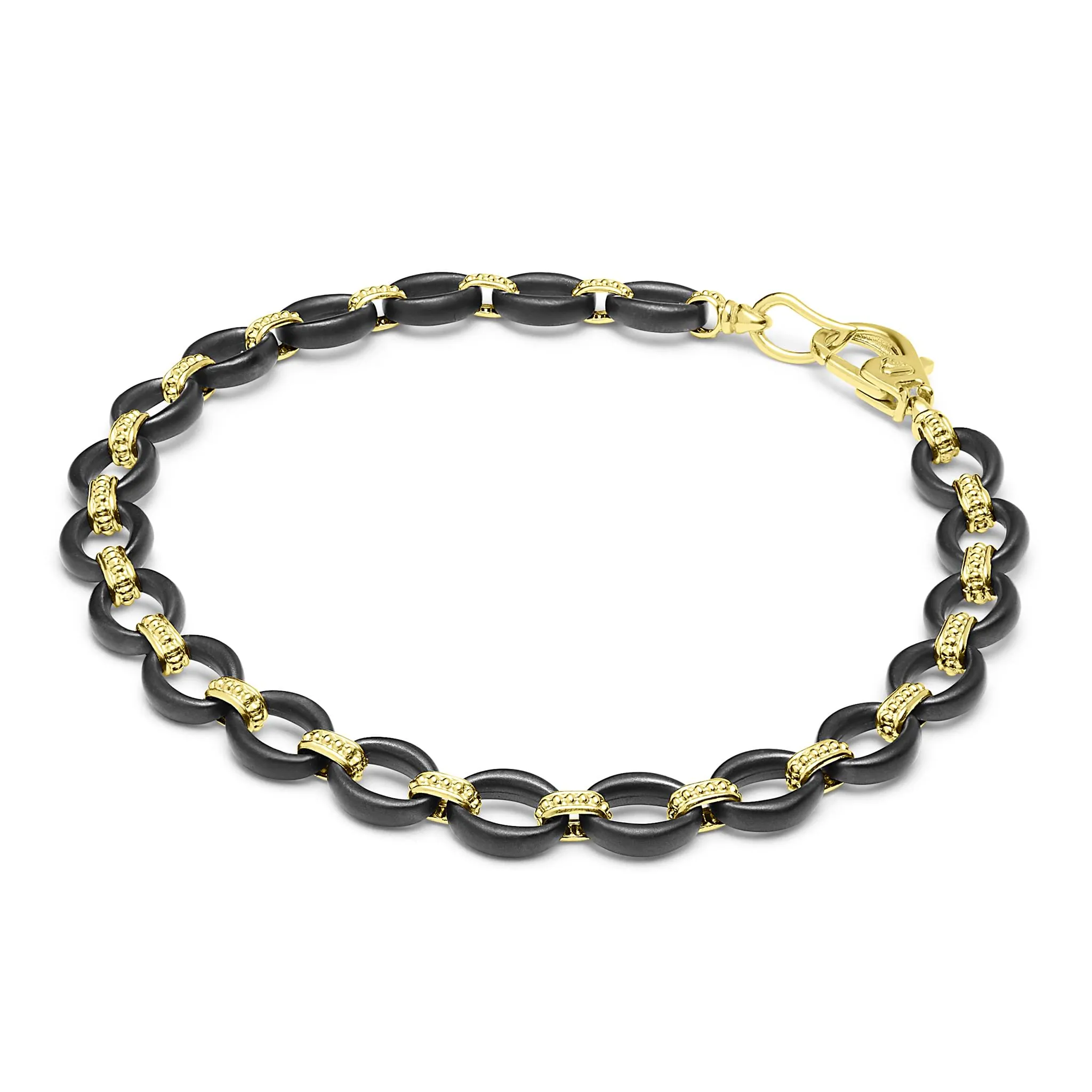 Anthem 18K Gold Matte Black Ceramic Oval Link Bracelet sold by LAGOS product image thumbnail 3
