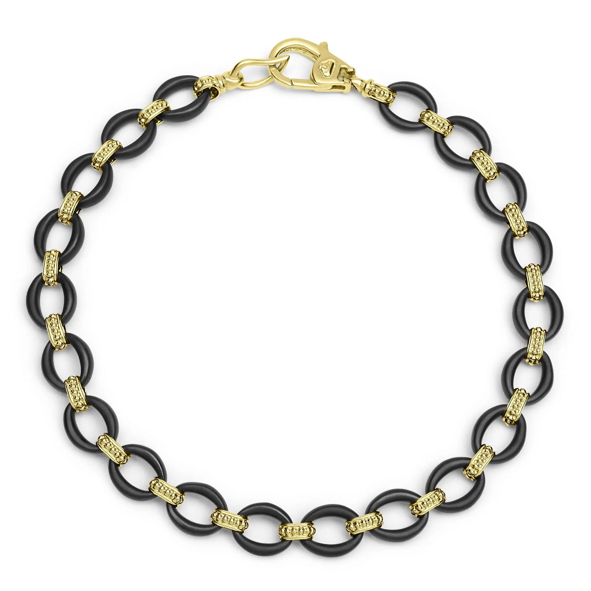 Anthem 18K Gold Matte Black Ceramic Oval Link Bracelet sold by LAGOS