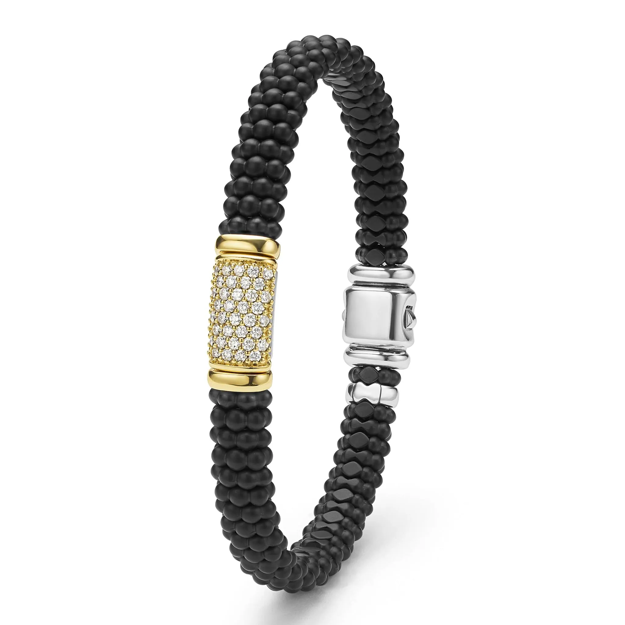 Black Caviar Two-Tone Matte Black Ceramic Diamond Bracelet | 9mm sold by LAGOS product image thumbnail 5