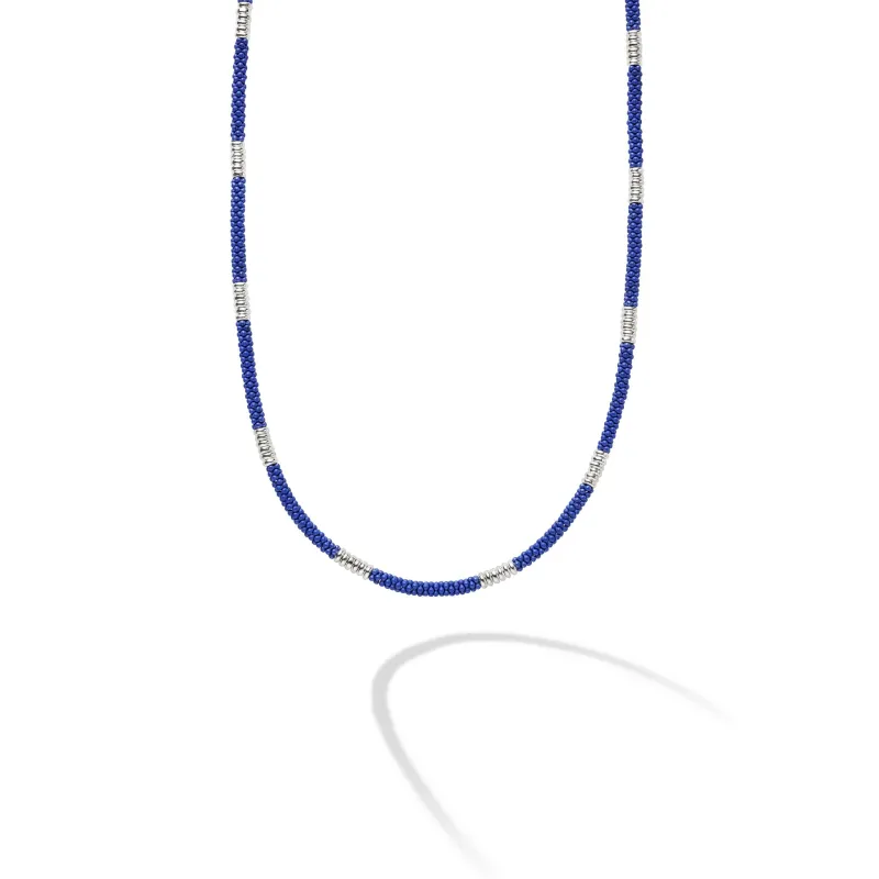 Blue Caviar Silver Station Matte Blue Caviar Beaded Ceramic Necklace sold by LAGOS