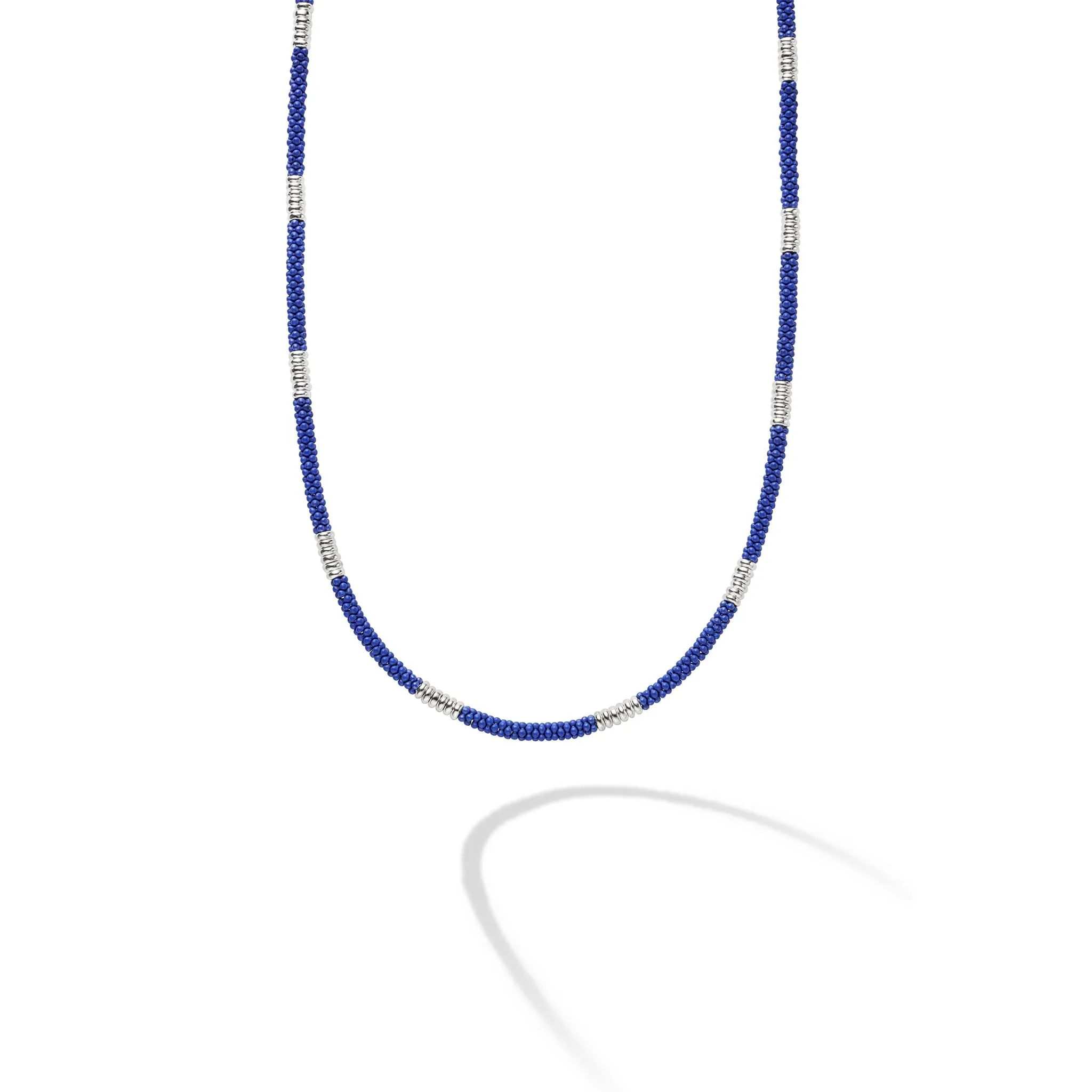 Blue Caviar Silver Station Matte Blue Caviar Beaded Ceramic Necklace sold by LAGOS