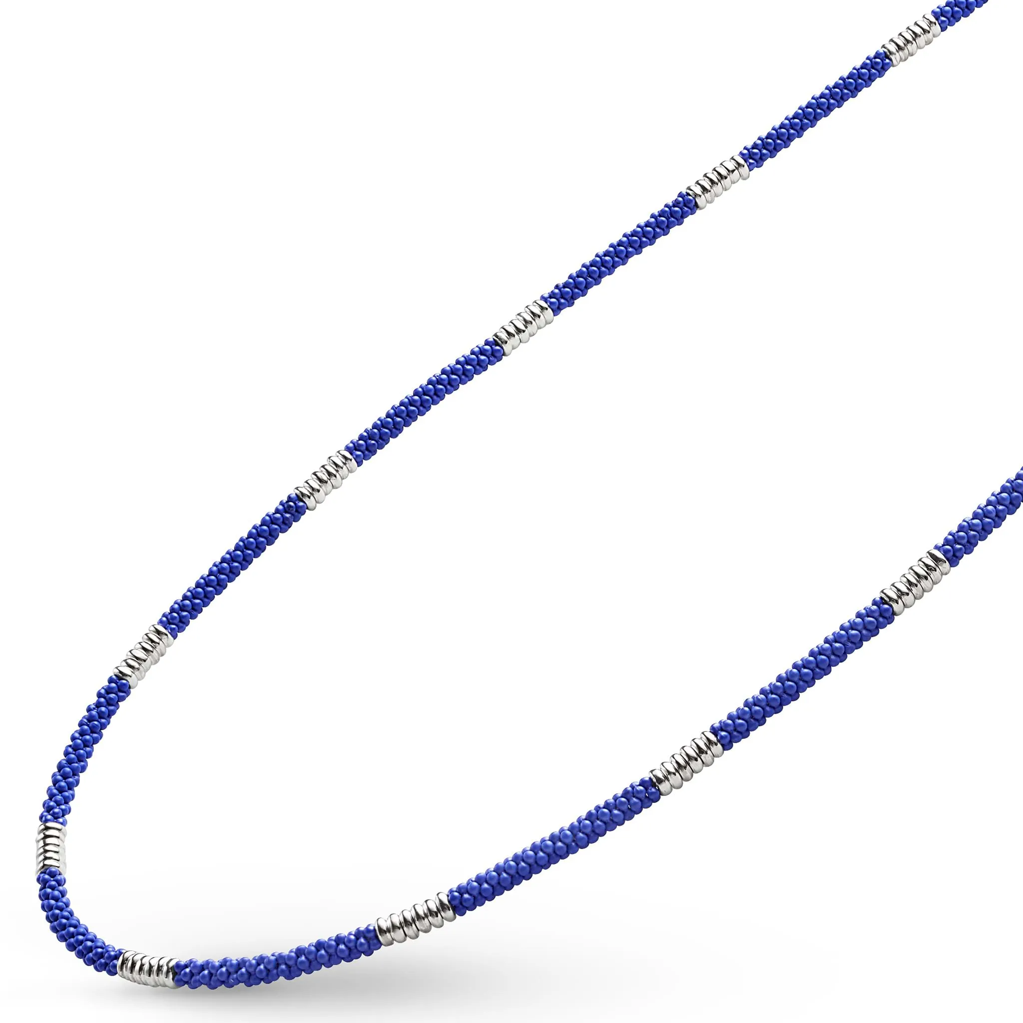 Blue Caviar Silver Station Matte Blue Caviar Beaded Ceramic Necklace sold by LAGOS product image thumbnail 4