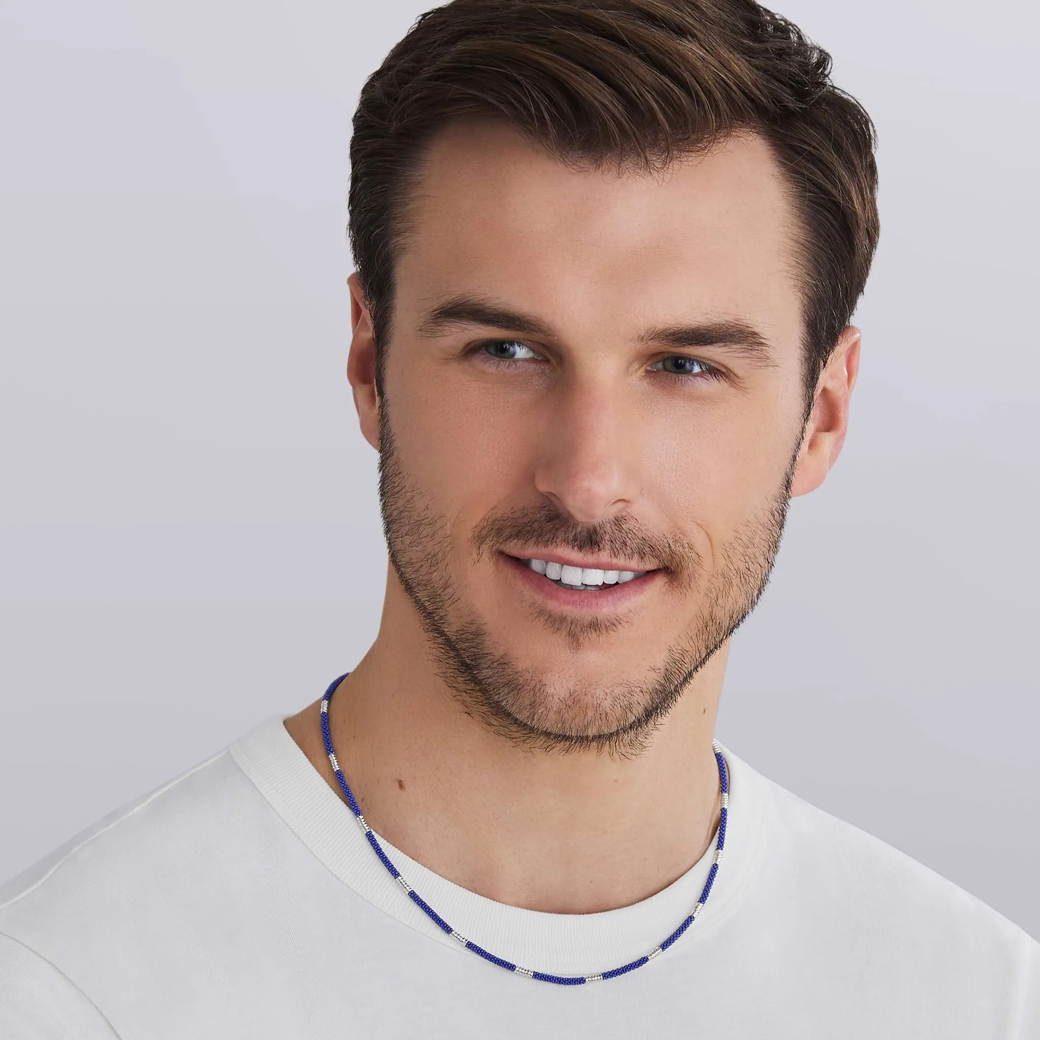 Blue Caviar Silver Station Matte Blue Caviar Beaded Ceramic Necklace sold by LAGOS product image thumbnail 2