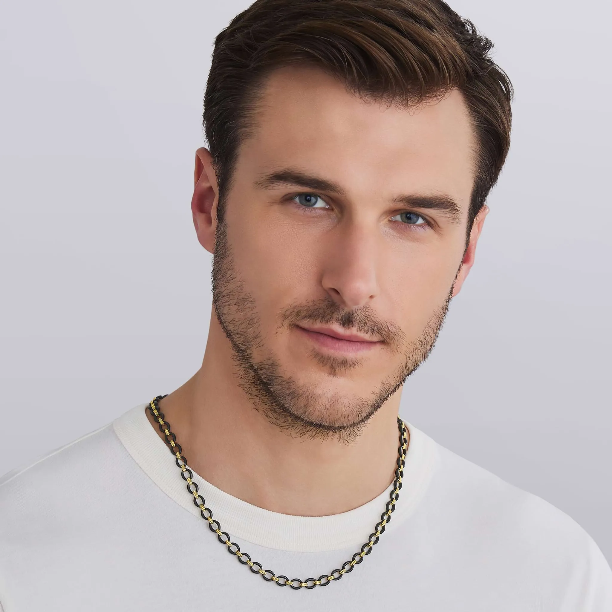 Anthem 18K Gold Matte Black Ceramic Oval Link Necklace sold by LAGOS product image thumbnail 2