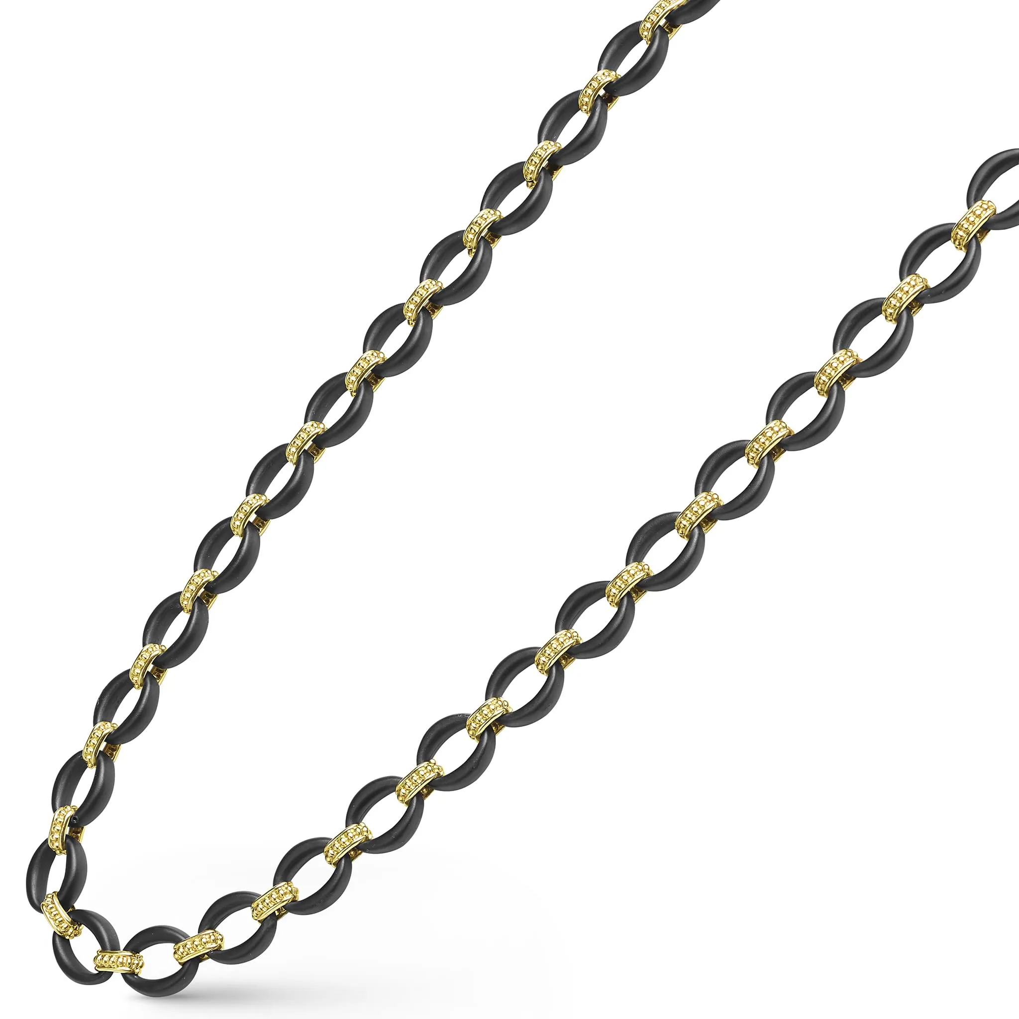 Anthem 18K Gold Matte Black Ceramic Oval Link Necklace sold by LAGOS product image thumbnail 4