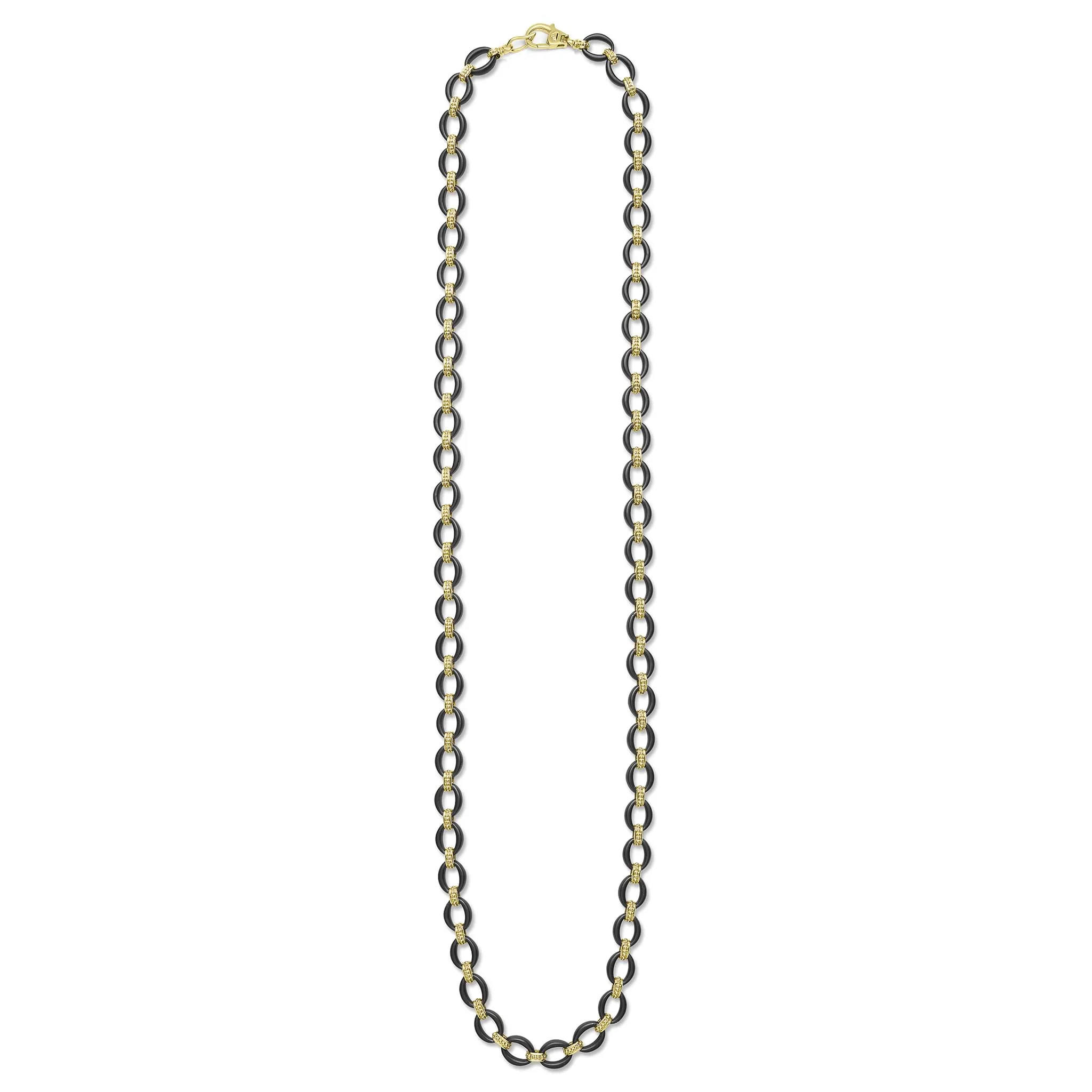Anthem 18K Gold Matte Black Ceramic Oval Link Necklace sold by LAGOS product image thumbnail 3