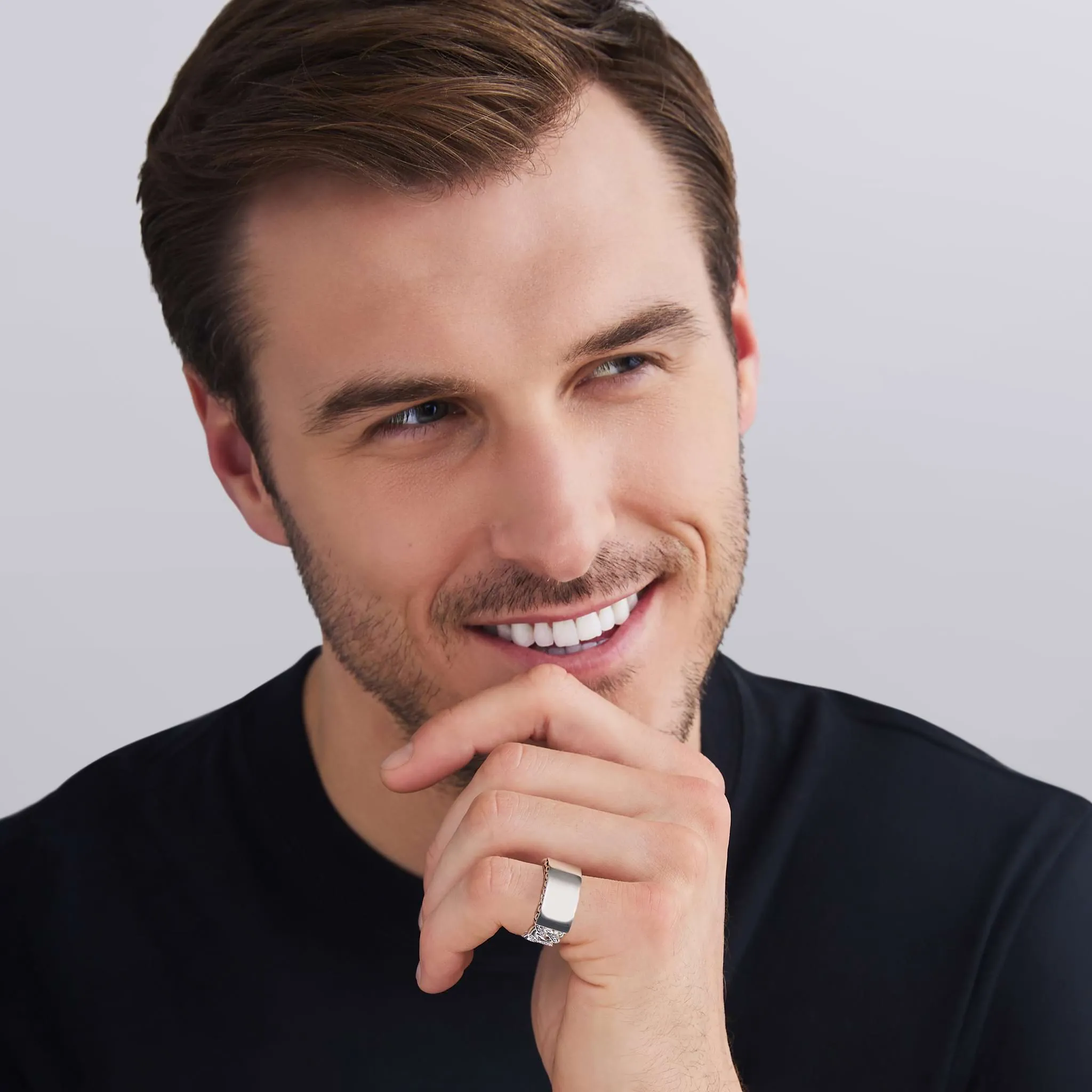 Anthem Silver Engravable Curb Link Ring sold by LAGOS product image thumbnail 2