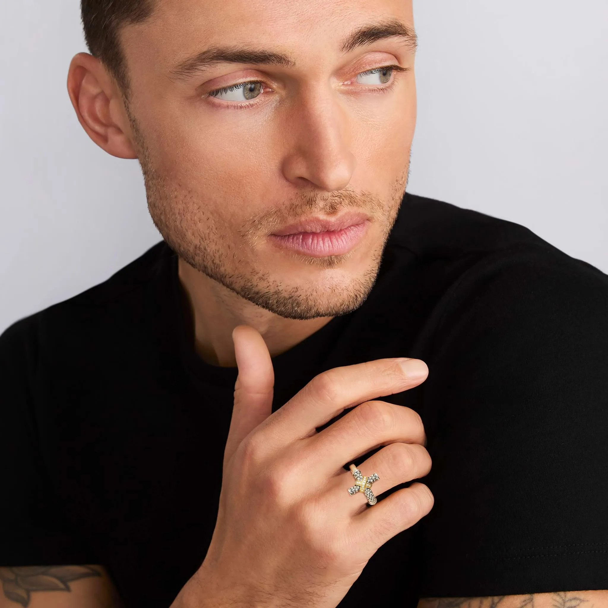 Anthem Two-Tone Diamond Cross Band Ring sold by LAGOS product image thumbnail 2