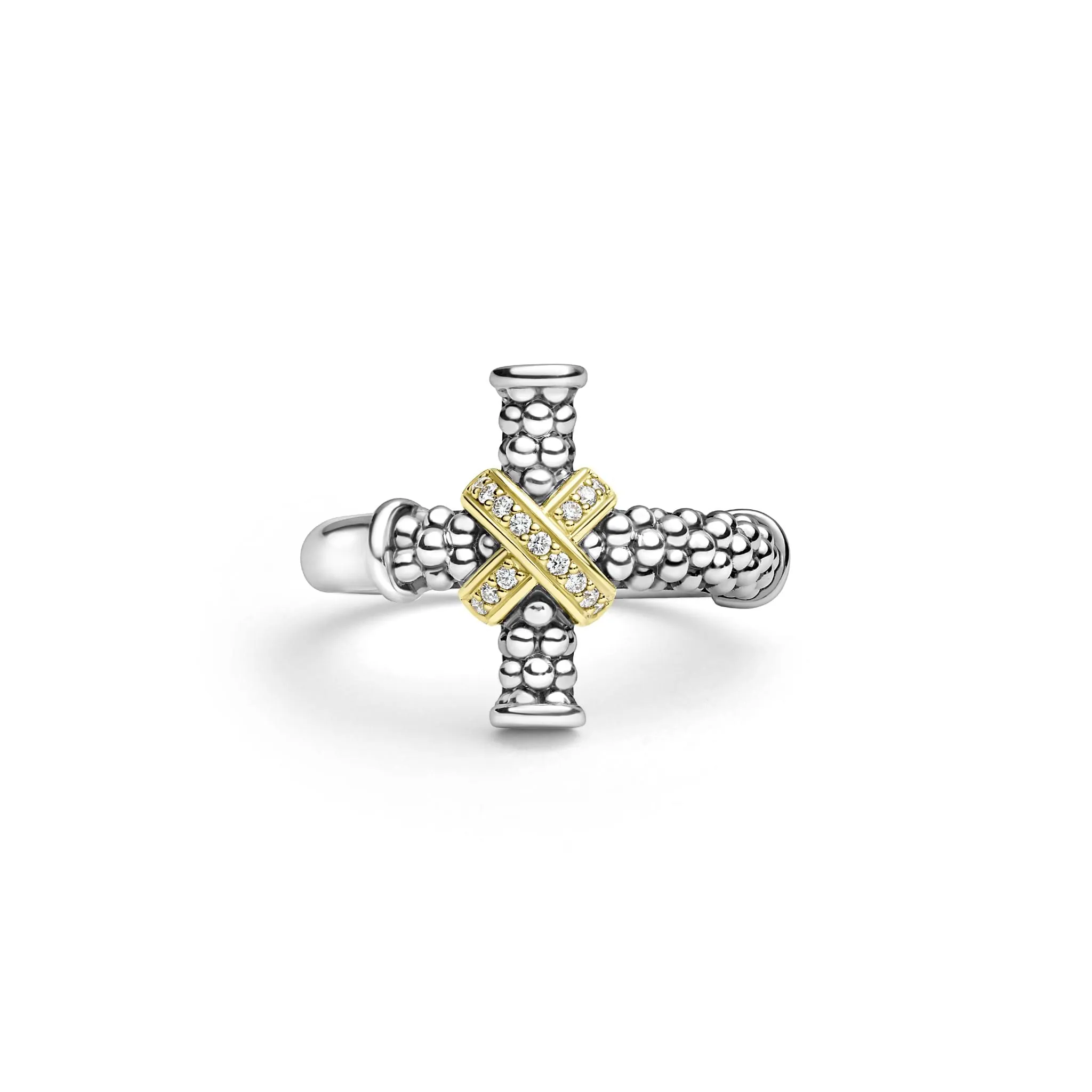 Anthem Two-Tone Diamond Cross Band Ring sold by LAGOS product image thumbnail 3
