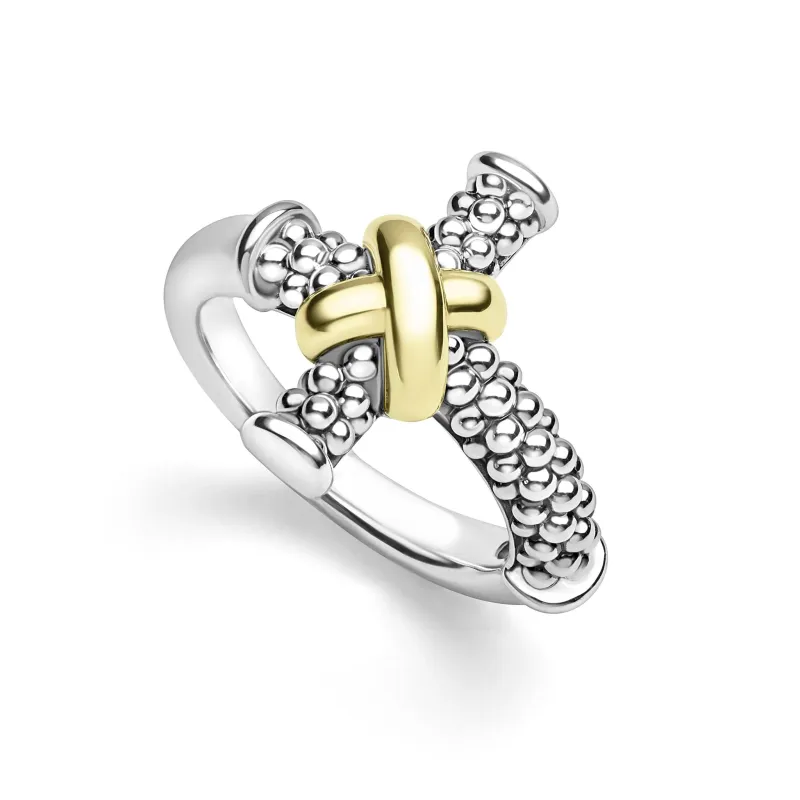 Anthem Two-Tone Cross Band Ring sold by LAGOS